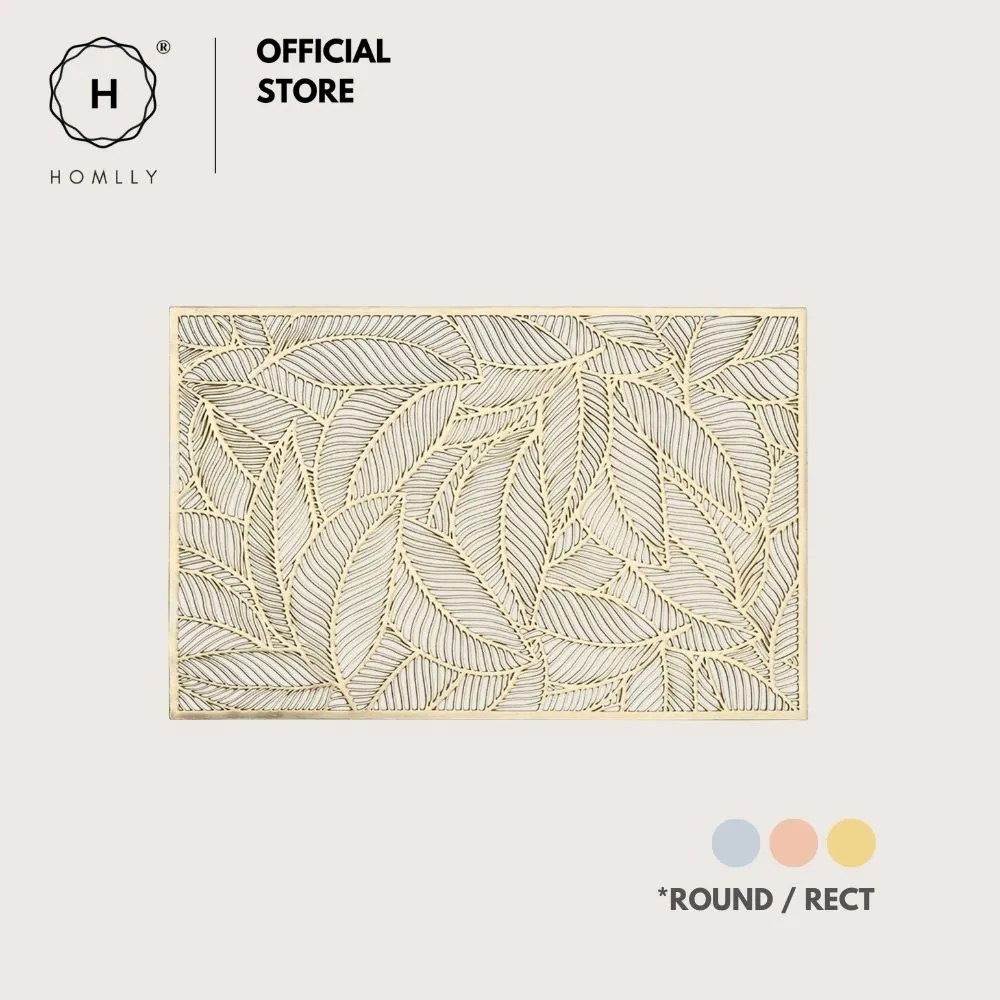 Homlly Keii Gold Hollow Out Rectangular Round Non Slip Table Place Mat
