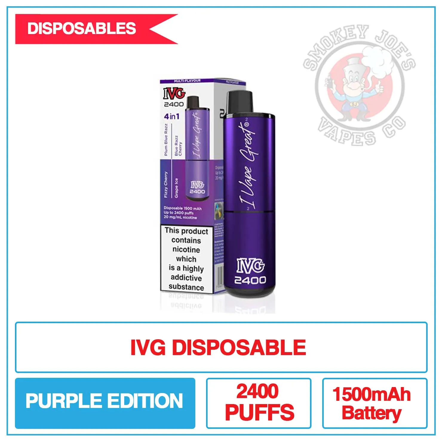 IVG - 2400 Disposable Vape - Multi Flavour - Purple Edition
