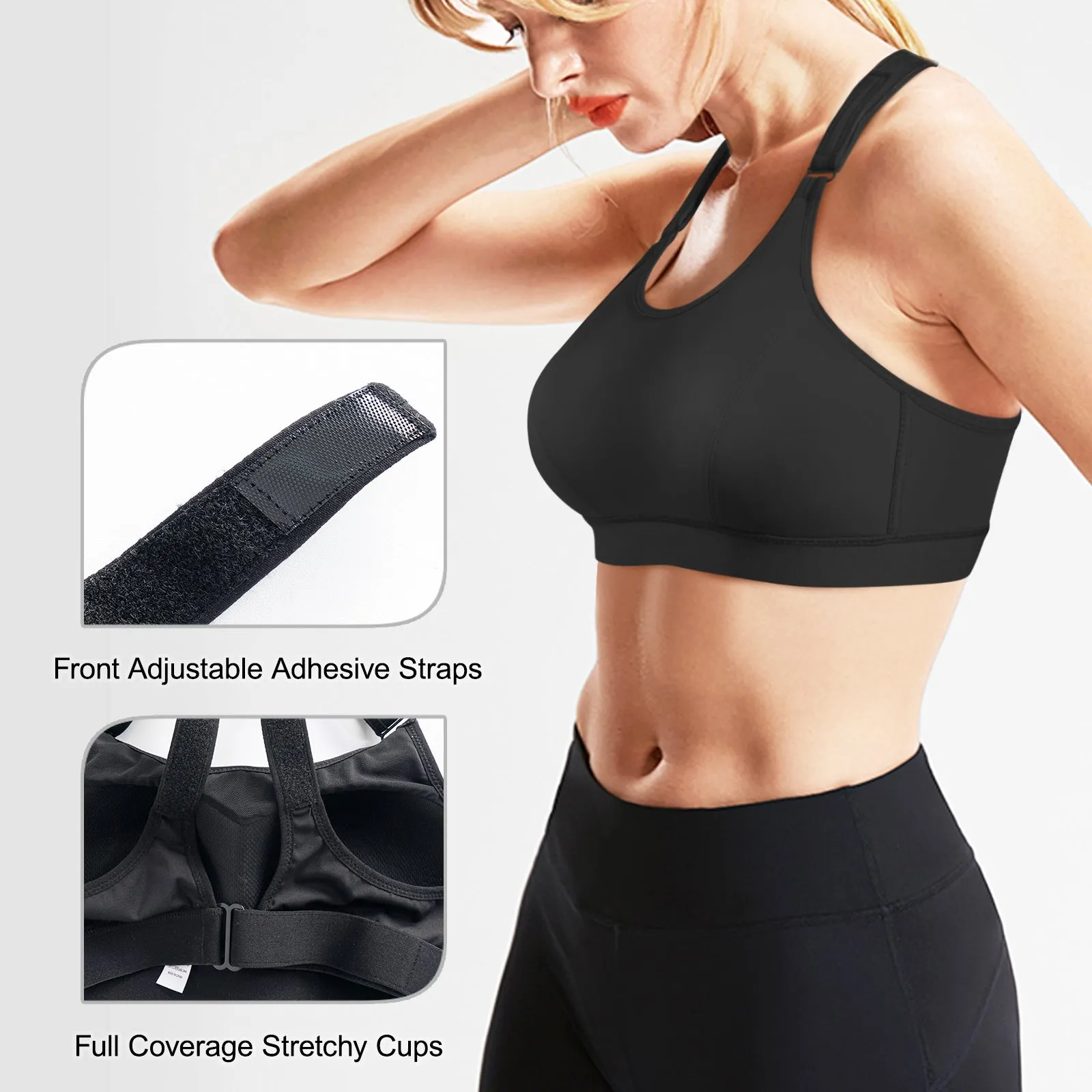 Junlan Women High Impact Front Adjustable Wirefree Padded Racerback Bra