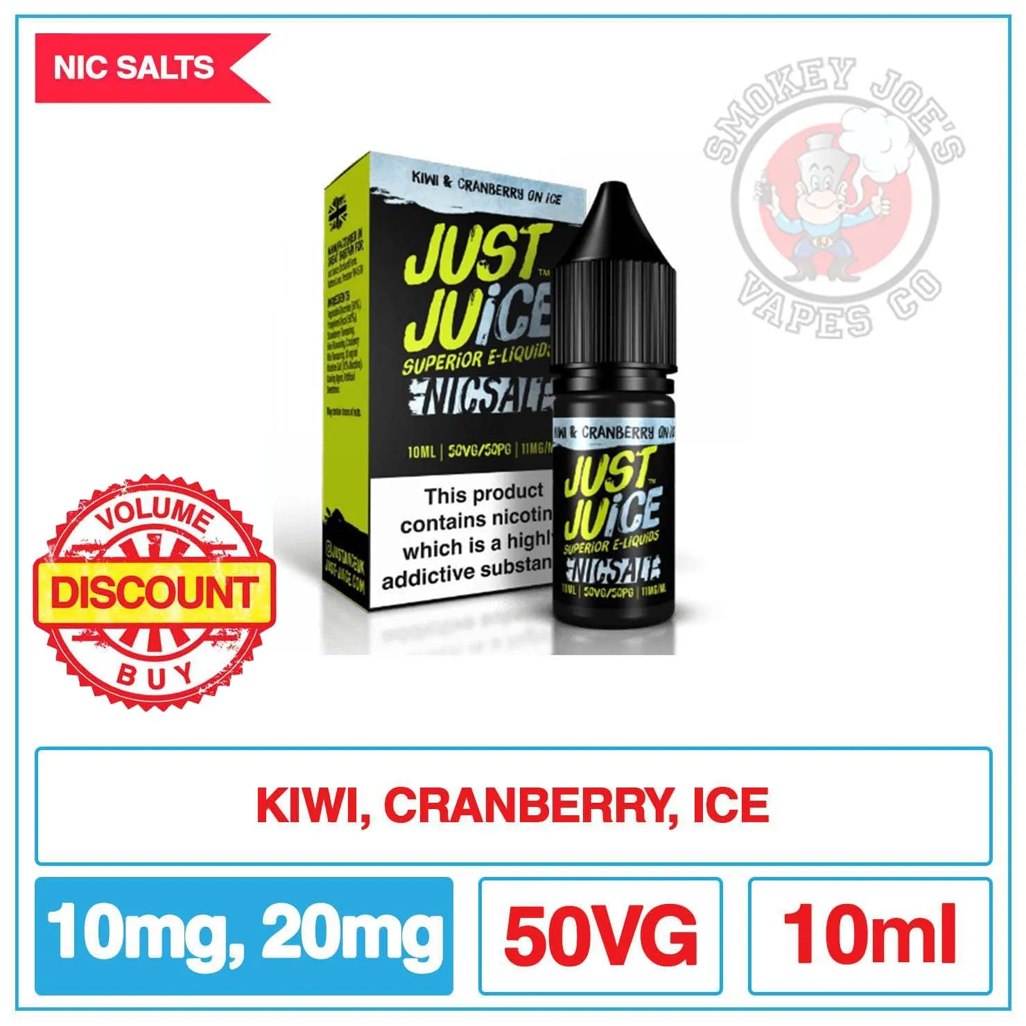 Just Juice Nic Salt - Kiwi Cranberry on Ice