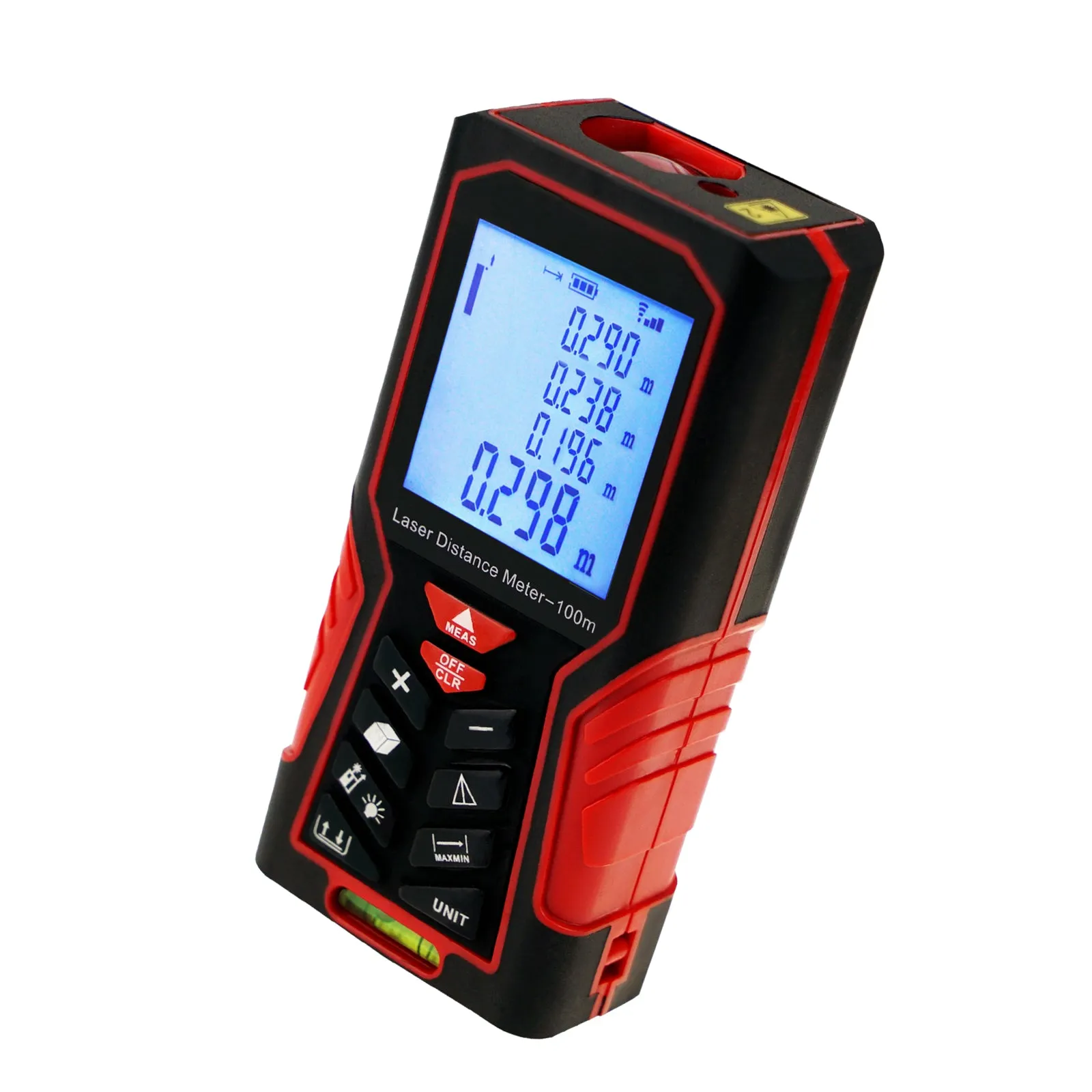 KIB-104 Kibeland Handheld Laser Distance Meter 100m(328ft) Portable Range Finder Area&Volume Measuring Tools Tester with Backlight and Spirit Level, ±1mm accuracy