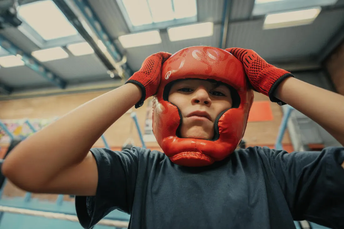 Kids' Boxing Full Face Headguard - Red