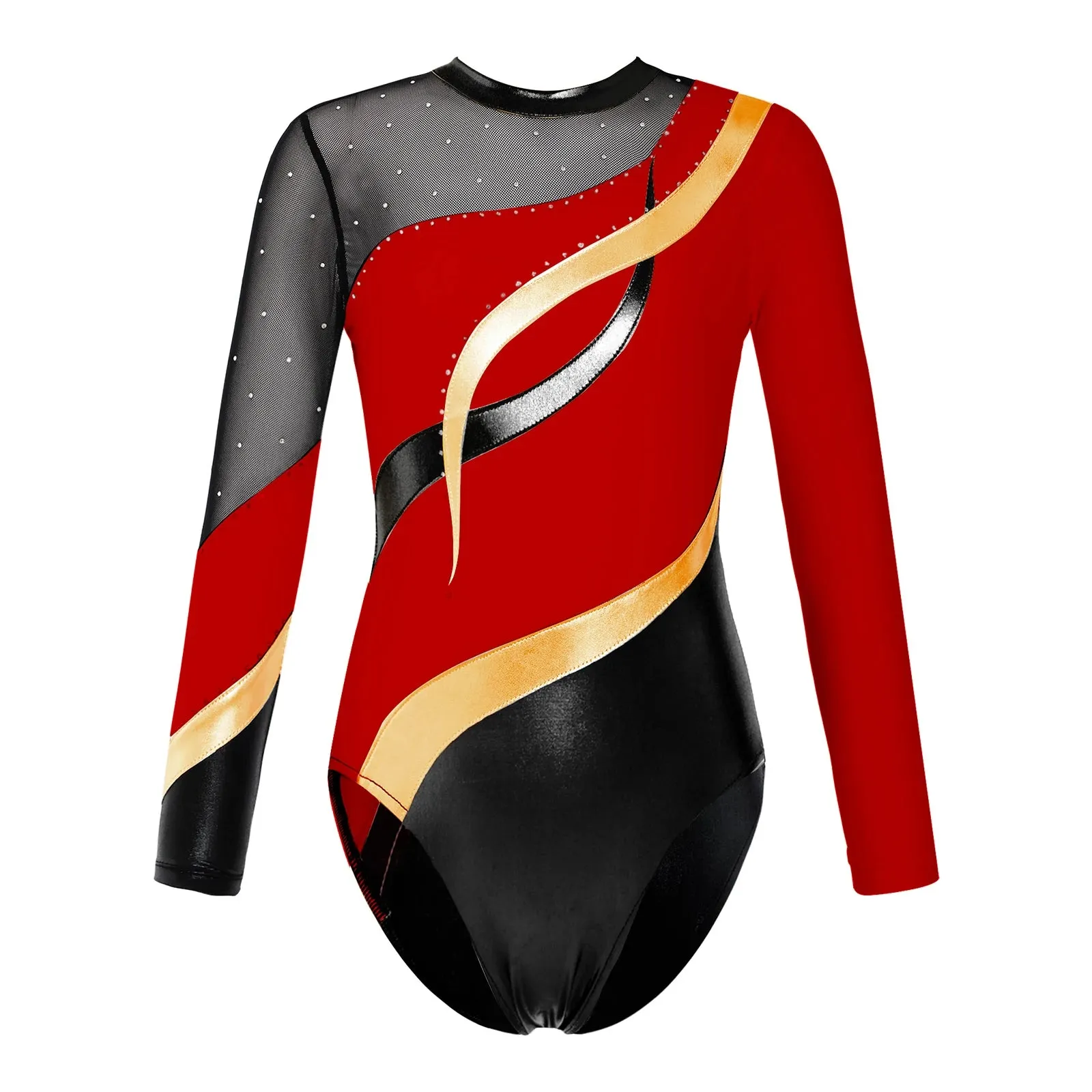 Kids Girls Long Sleeve Ballet Dance Leotard: Printed Jersey Bodysuit for Skating and Stage Performances