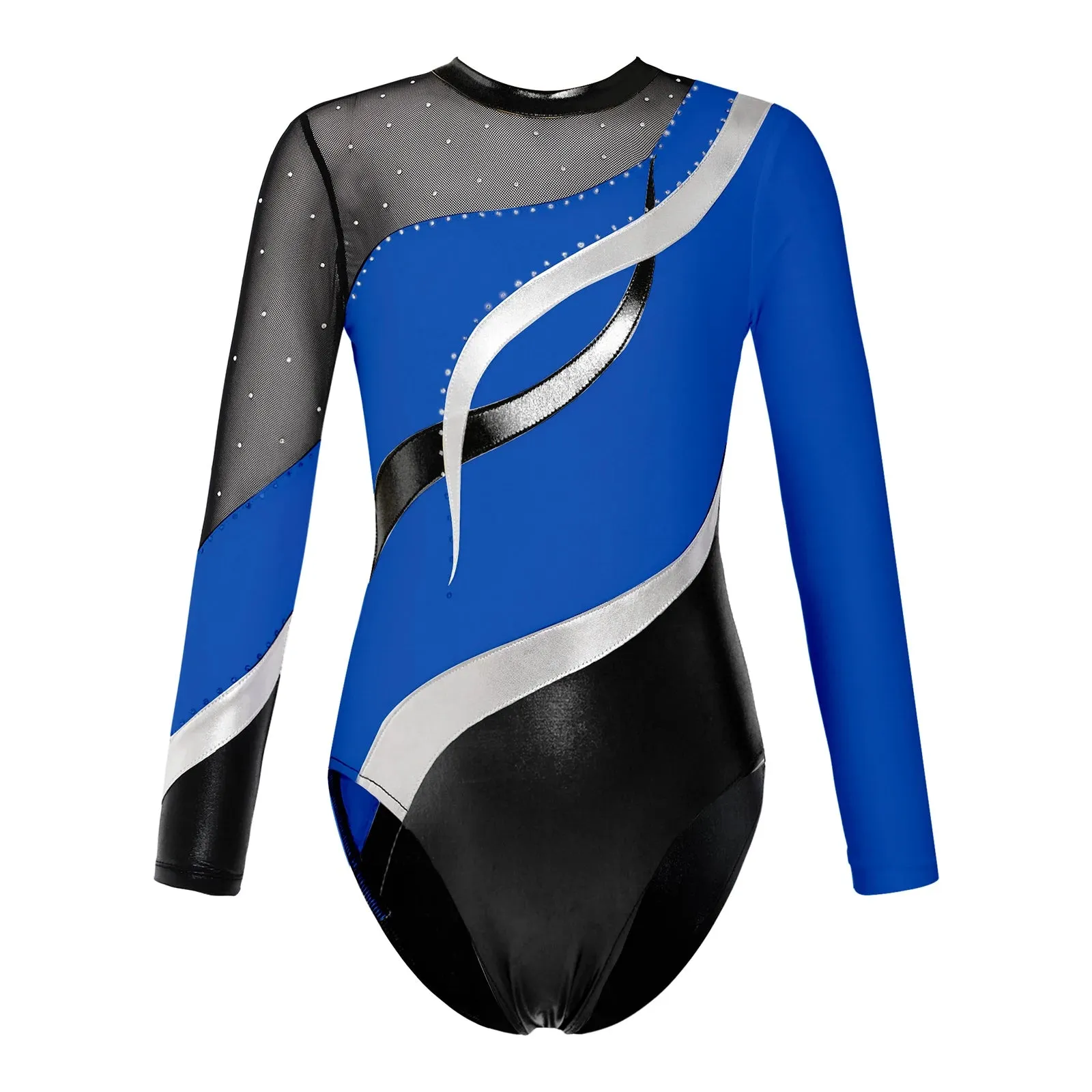 Kids Girls Long Sleeve Ballet Dance Leotard: Printed Jersey Bodysuit for Skating and Stage Performances