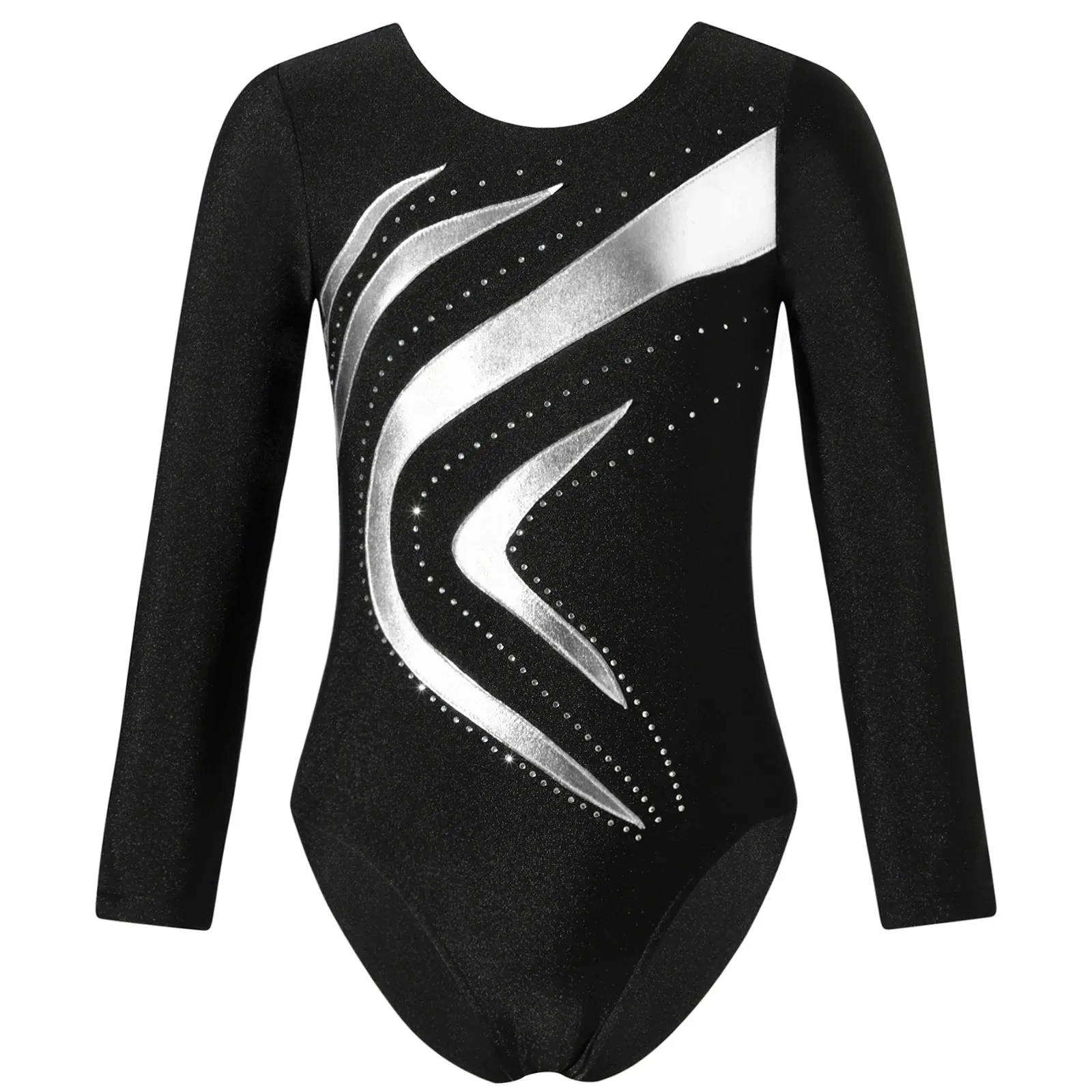 Kids Girls Long Sleeve Ballet Dance Leotard: Printed Jersey Bodysuit for Skating and Stage Performances