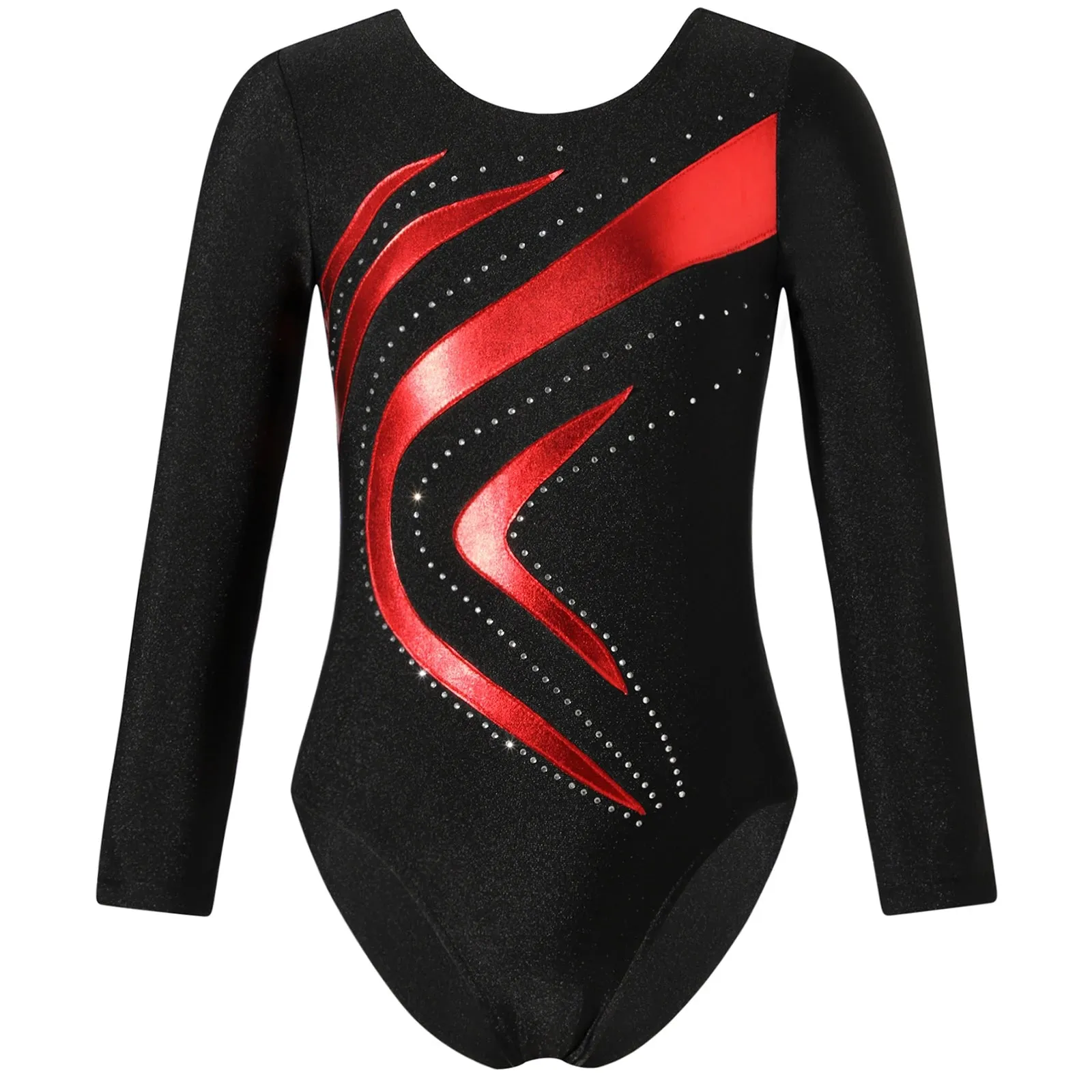 Kids Girls Long Sleeve Ballet Dance Leotard: Printed Jersey Bodysuit for Skating and Stage Performances