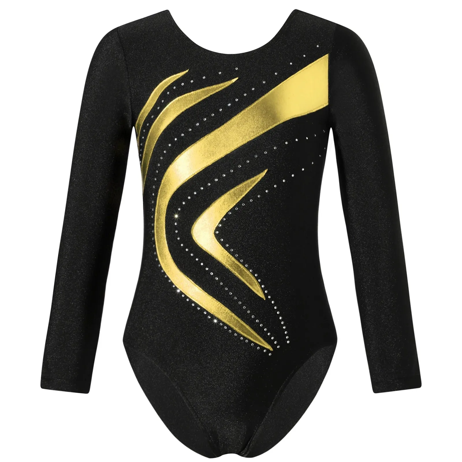 Kids Girls Long Sleeve Ballet Dance Leotard: Printed Jersey Bodysuit for Skating and Stage Performances