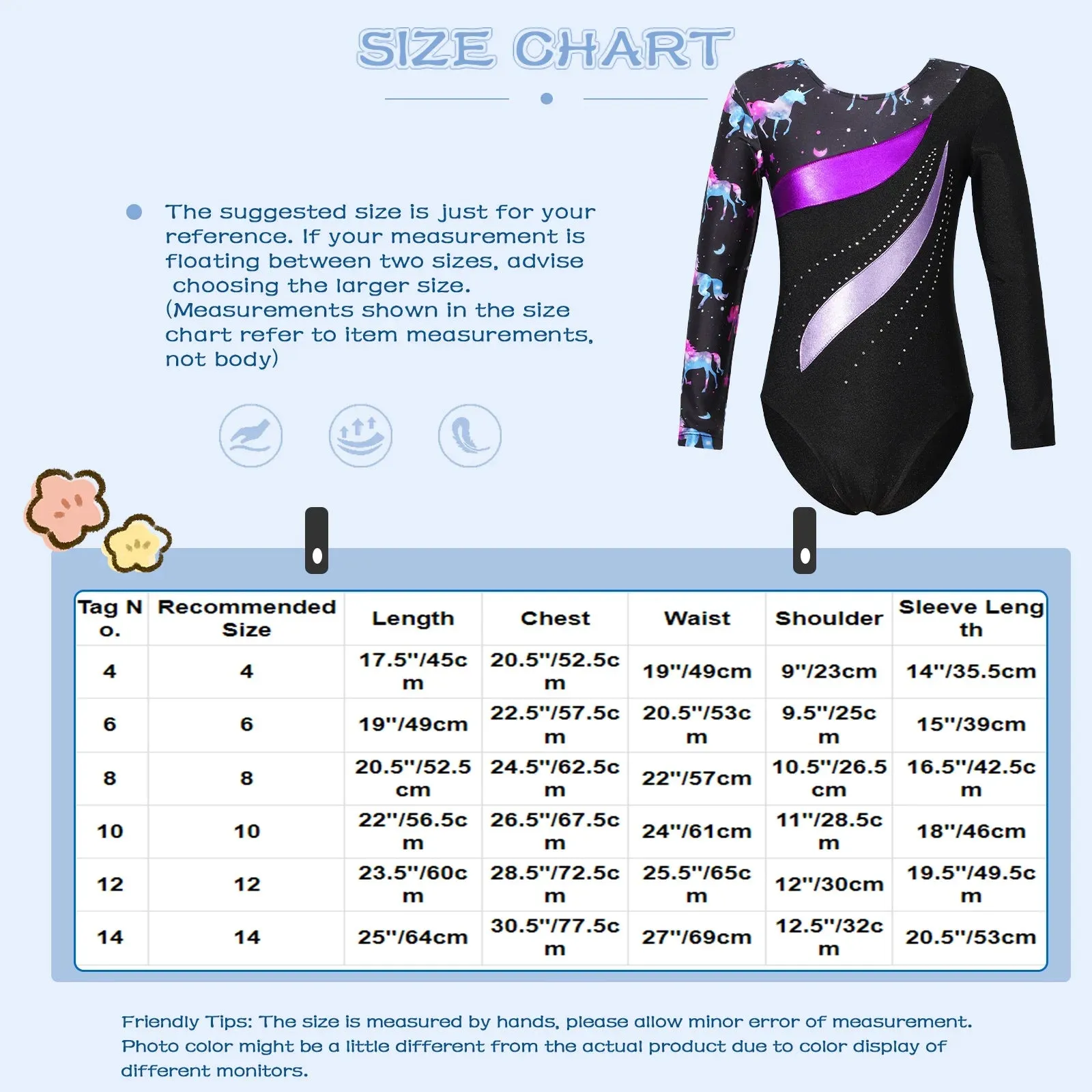 Kids Girls Long Sleeve Ballet Dance Leotard: Printed Jersey Bodysuit for Skating and Stage Performances