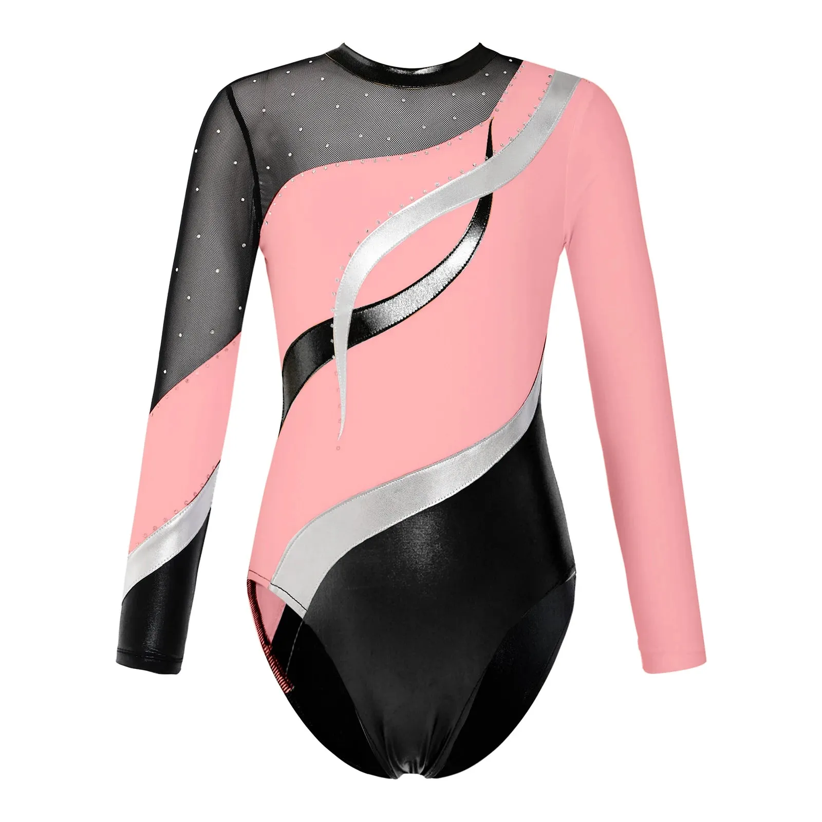 Kids Girls Long Sleeve Ballet Dance Leotard: Printed Jersey Bodysuit for Skating and Stage Performances