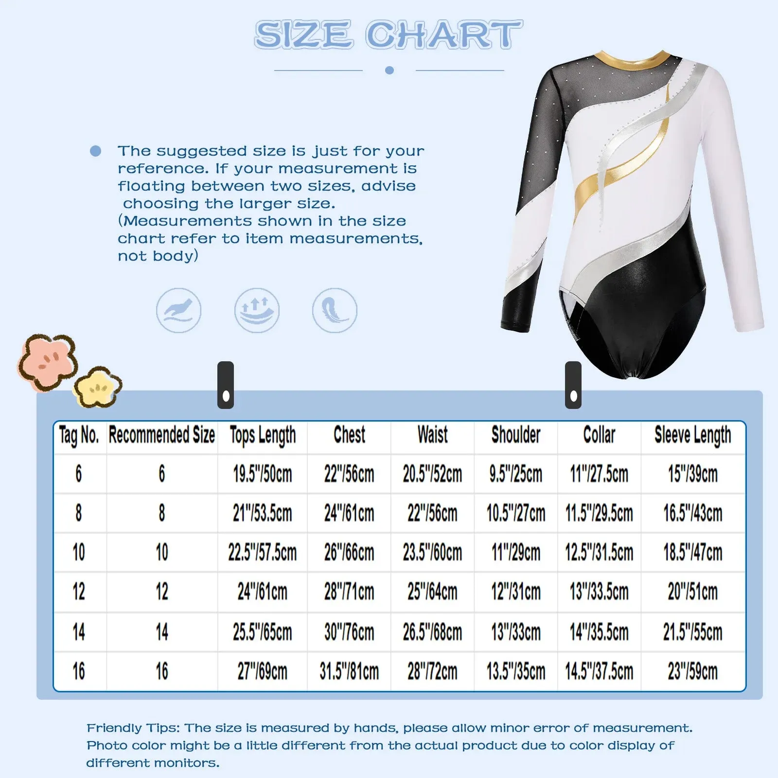 Kids Girls Long Sleeve Ballet Dance Leotard: Printed Jersey Bodysuit for Skating and Stage Performances