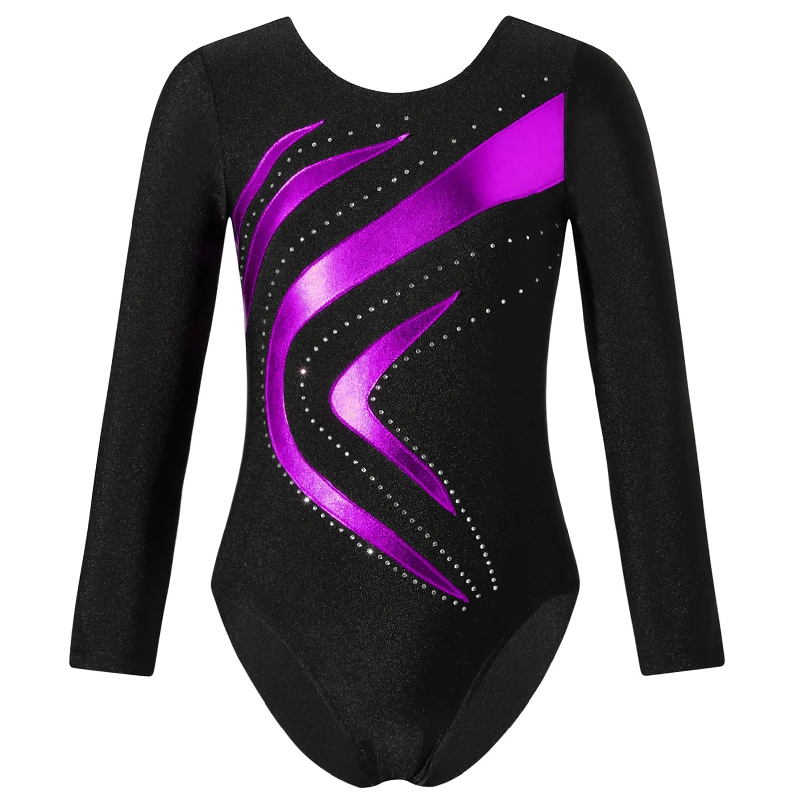 Kids Girls Long Sleeve Ballet Dance Leotard: Printed Jersey Bodysuit for Skating and Stage Performances