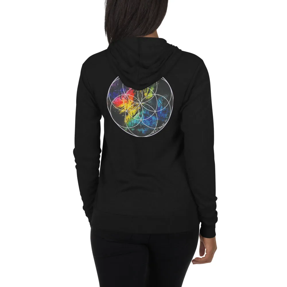 Labradorite Seed of Life Unisex zip hoodie