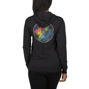 Labradorite Seed of Life Unisex zip hoodie
