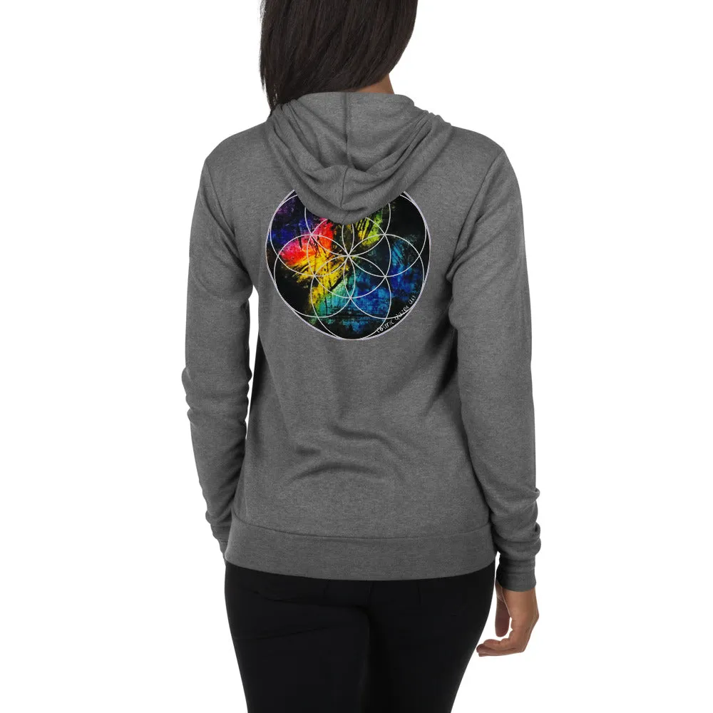 Labradorite Seed of Life Unisex zip hoodie