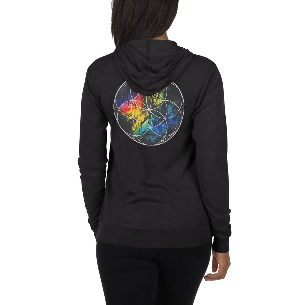 Labradorite Seed of Life Unisex zip hoodie