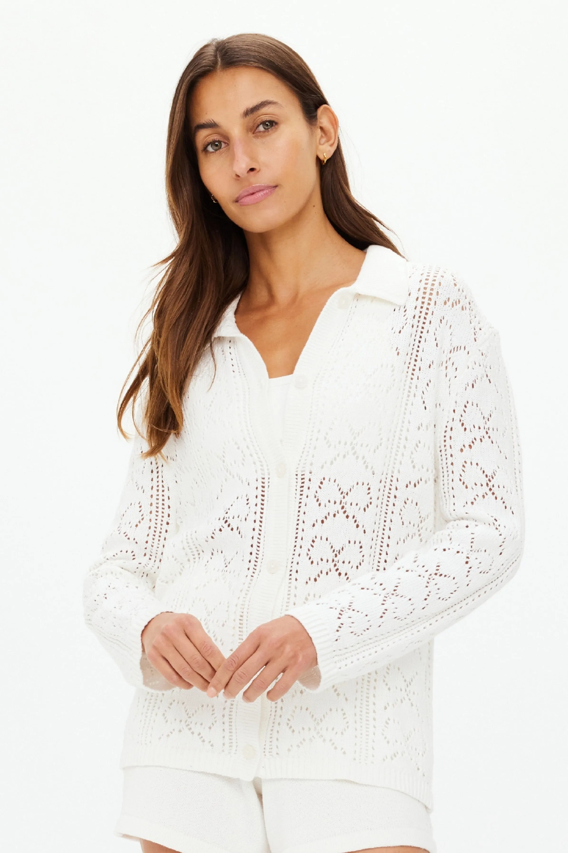 Lavalliere Malia Knit Shirt | White