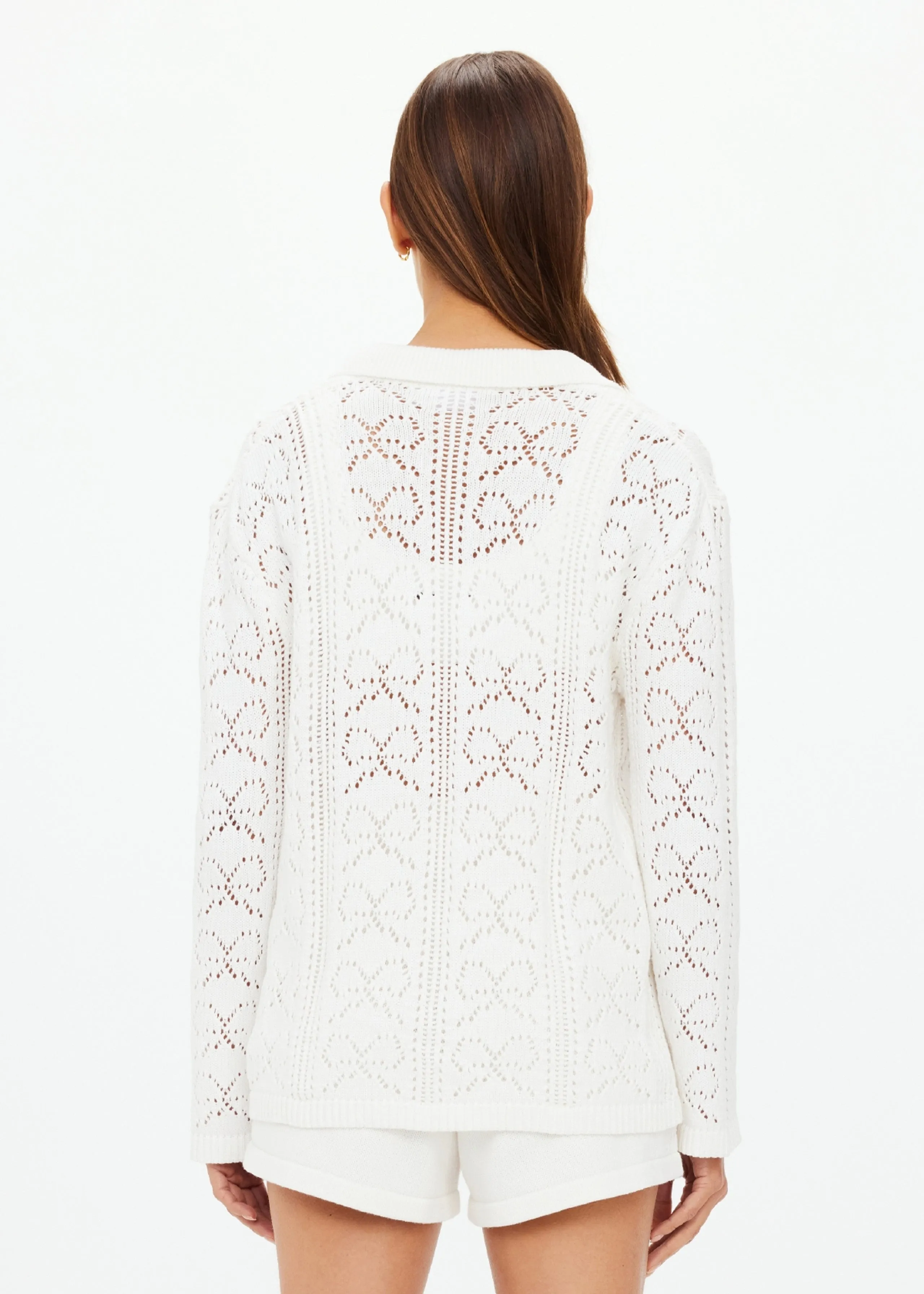Lavalliere Malia Knit Shirt | White