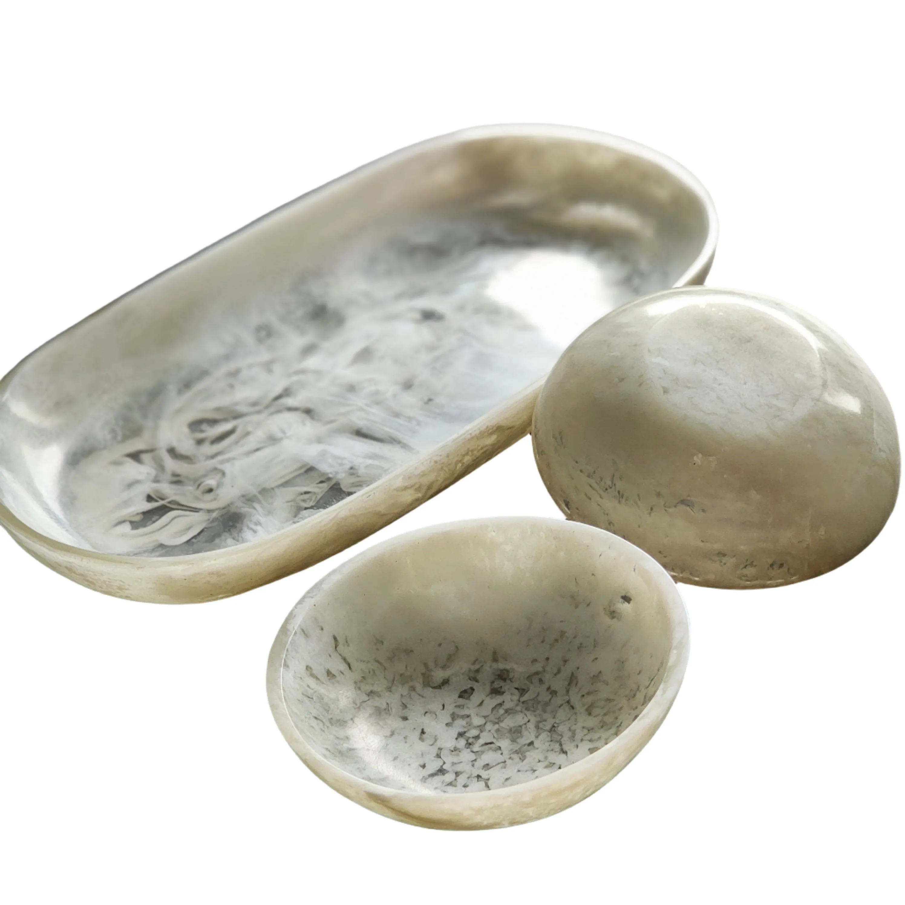 Light Blush Swirl Tray and Bowl Set