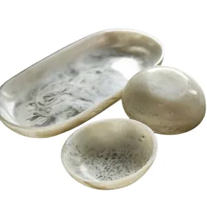 Light Blush Swirl Tray and Bowl Set