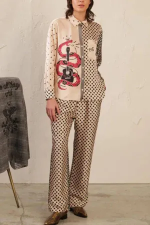 Lightweight Heart Print Trousers