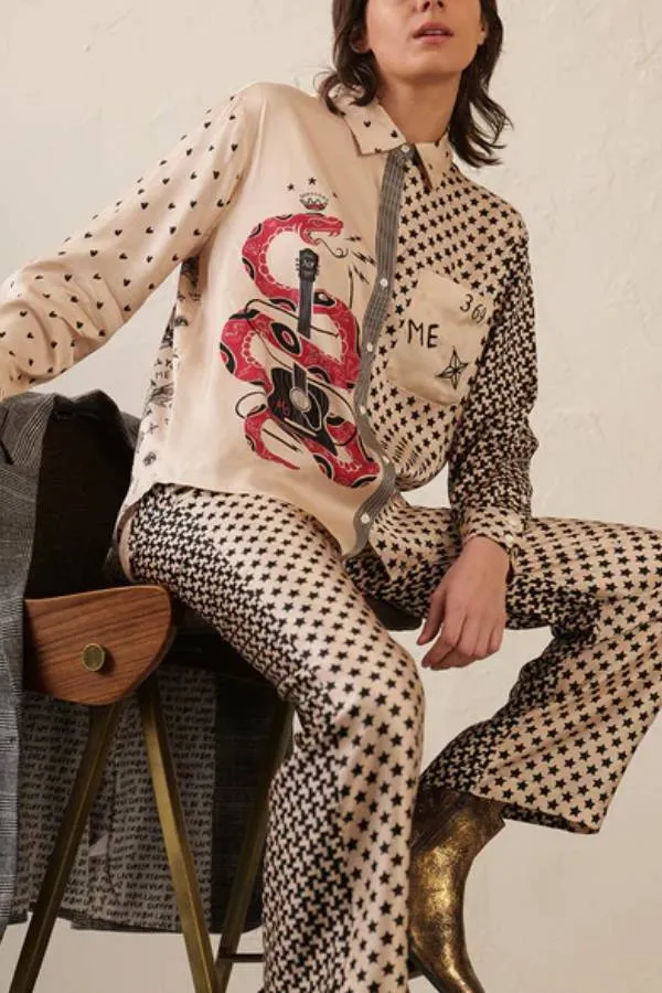 Lightweight Heart Print Trousers