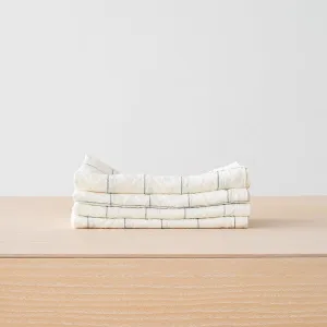 Linen Napkin |- White with Arctic Blue Window Pane