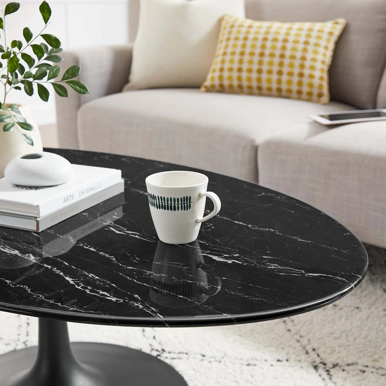 LIPPA OVAL FAUX MARBLE COFFEE TABLE
