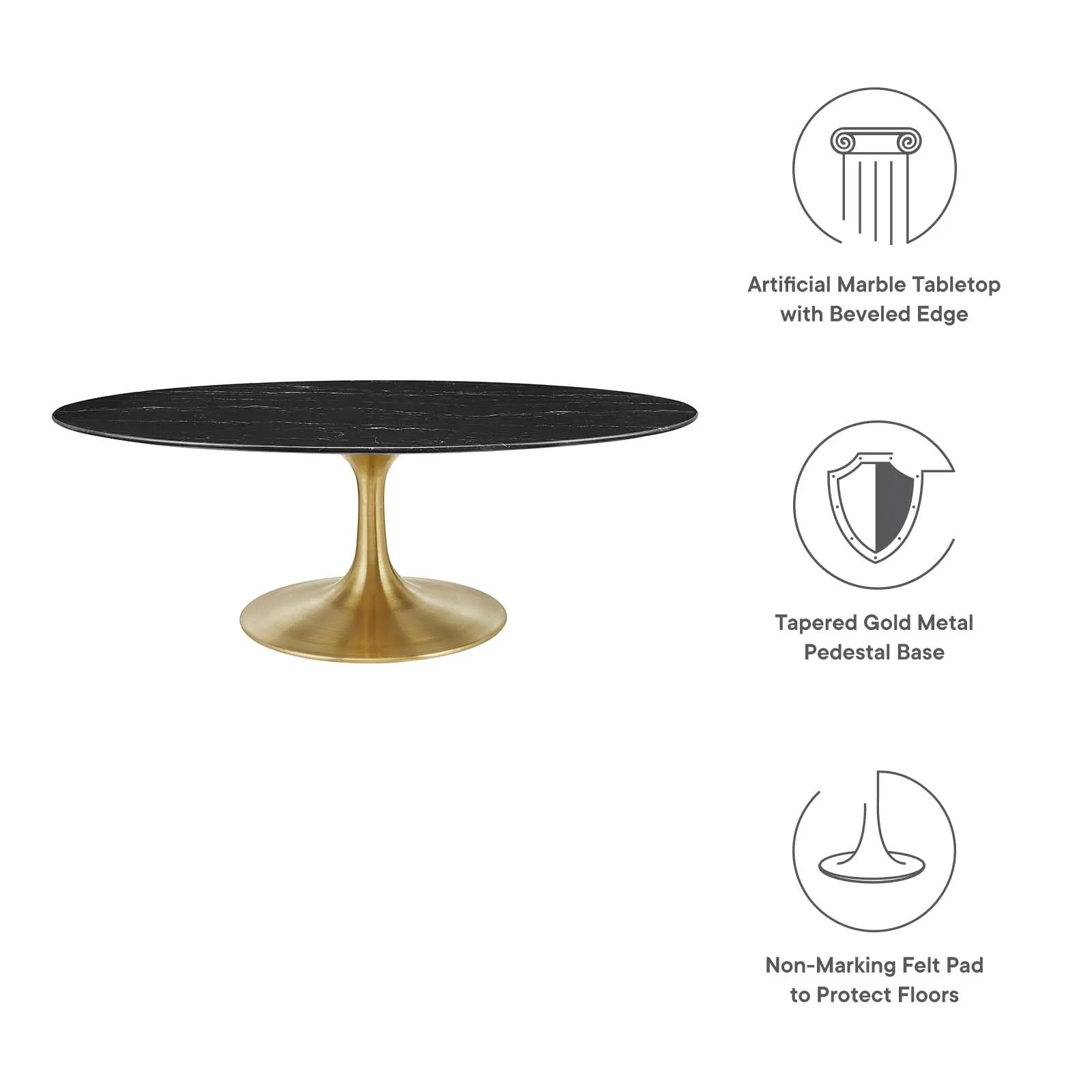 LIPPA OVAL FAUX MARBLE COFFEE TABLE