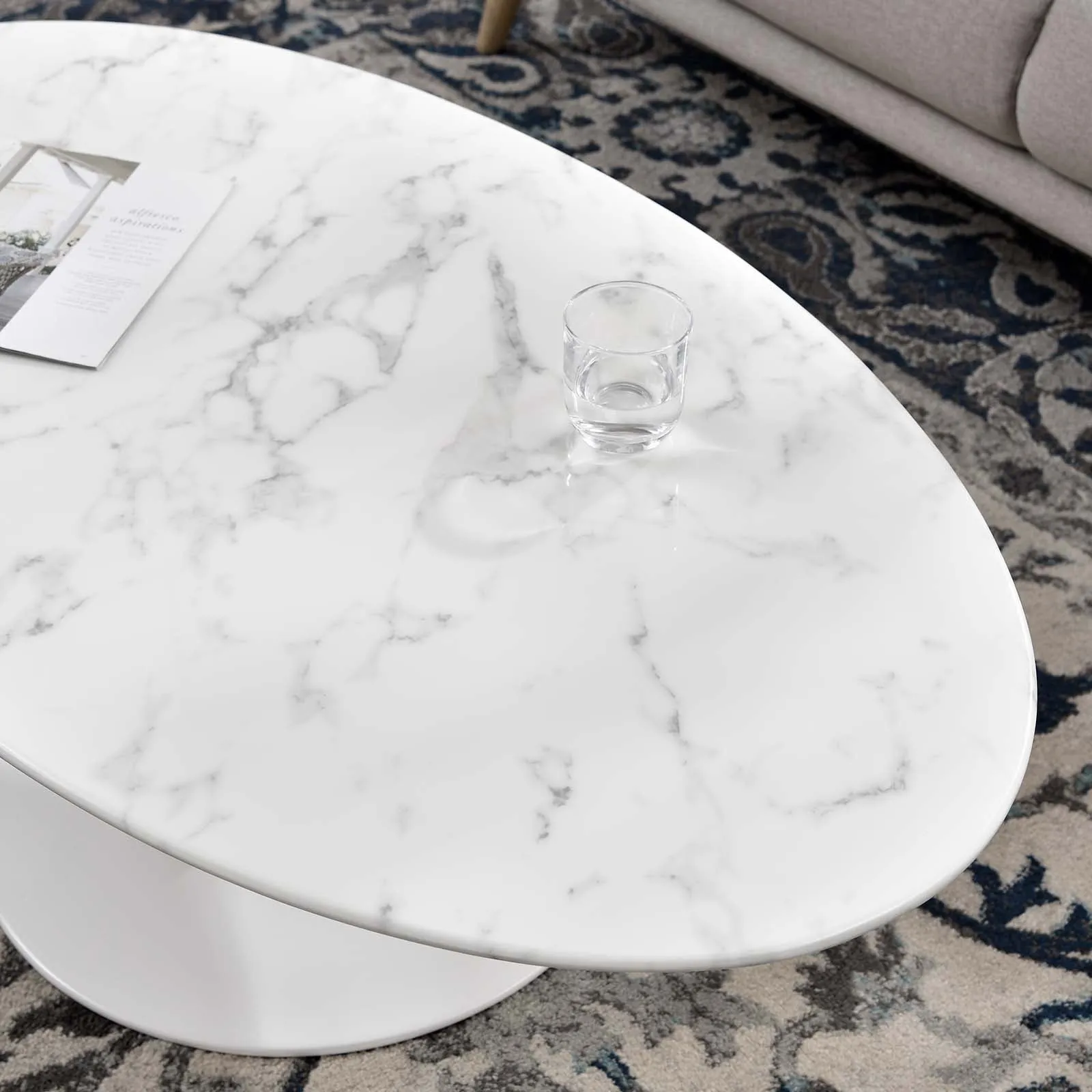 LIPPA OVAL FAUX MARBLE COFFEE TABLE