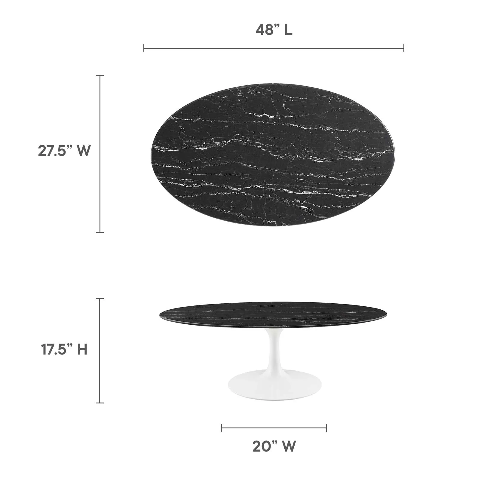LIPPA OVAL FAUX MARBLE COFFEE TABLE