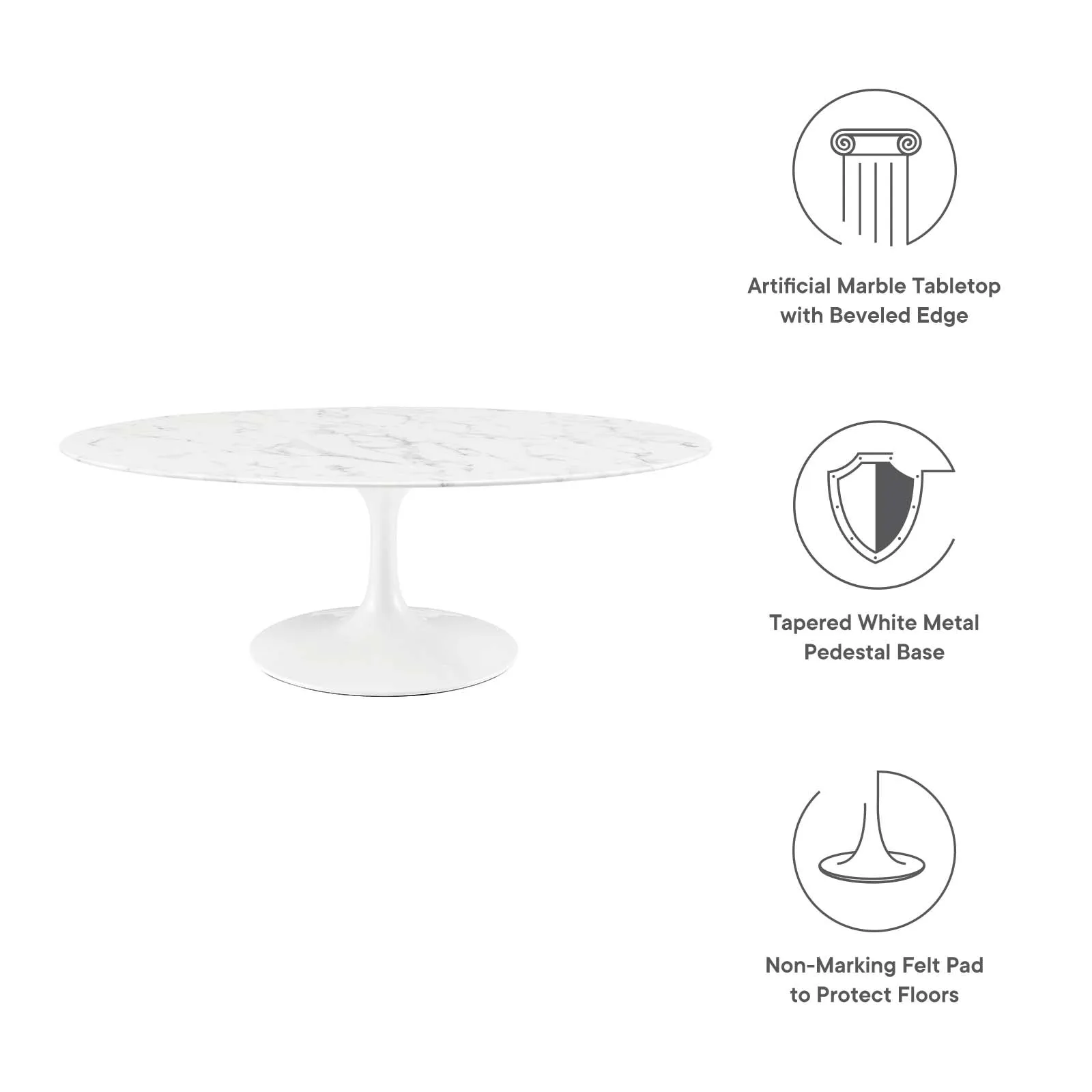 LIPPA OVAL FAUX MARBLE COFFEE TABLE