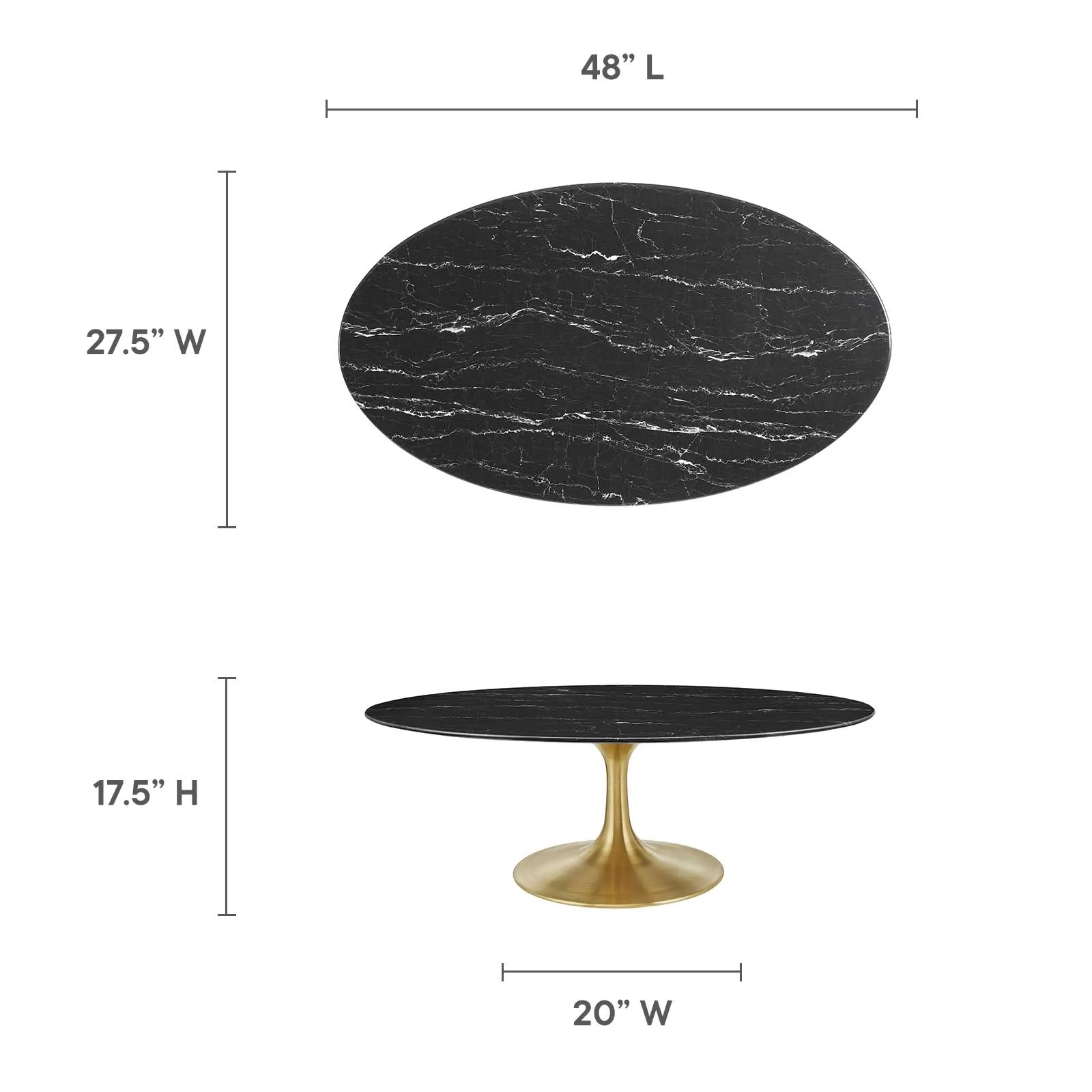LIPPA OVAL FAUX MARBLE COFFEE TABLE