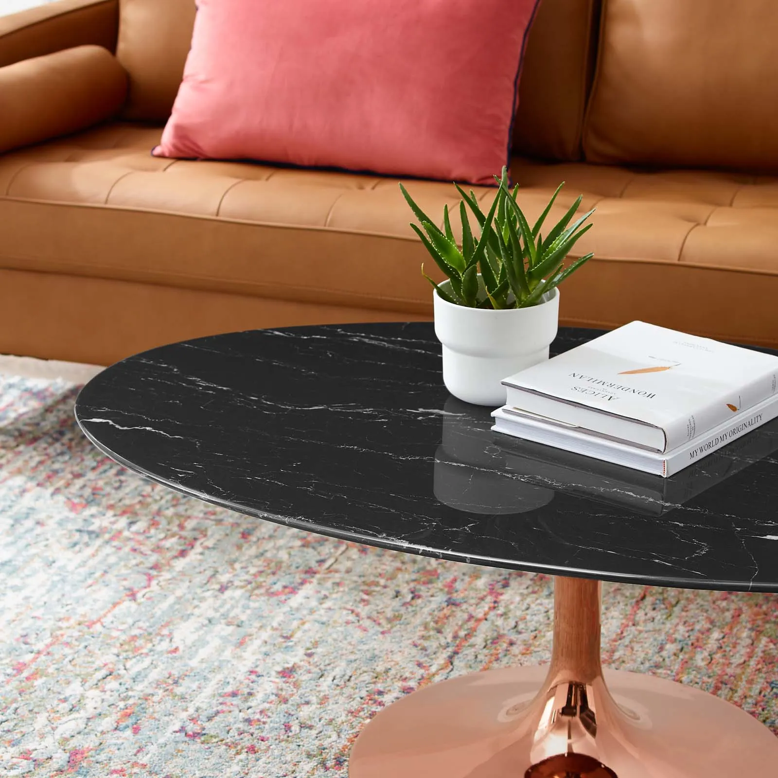 LIPPA OVAL FAUX MARBLE COFFEE TABLE
