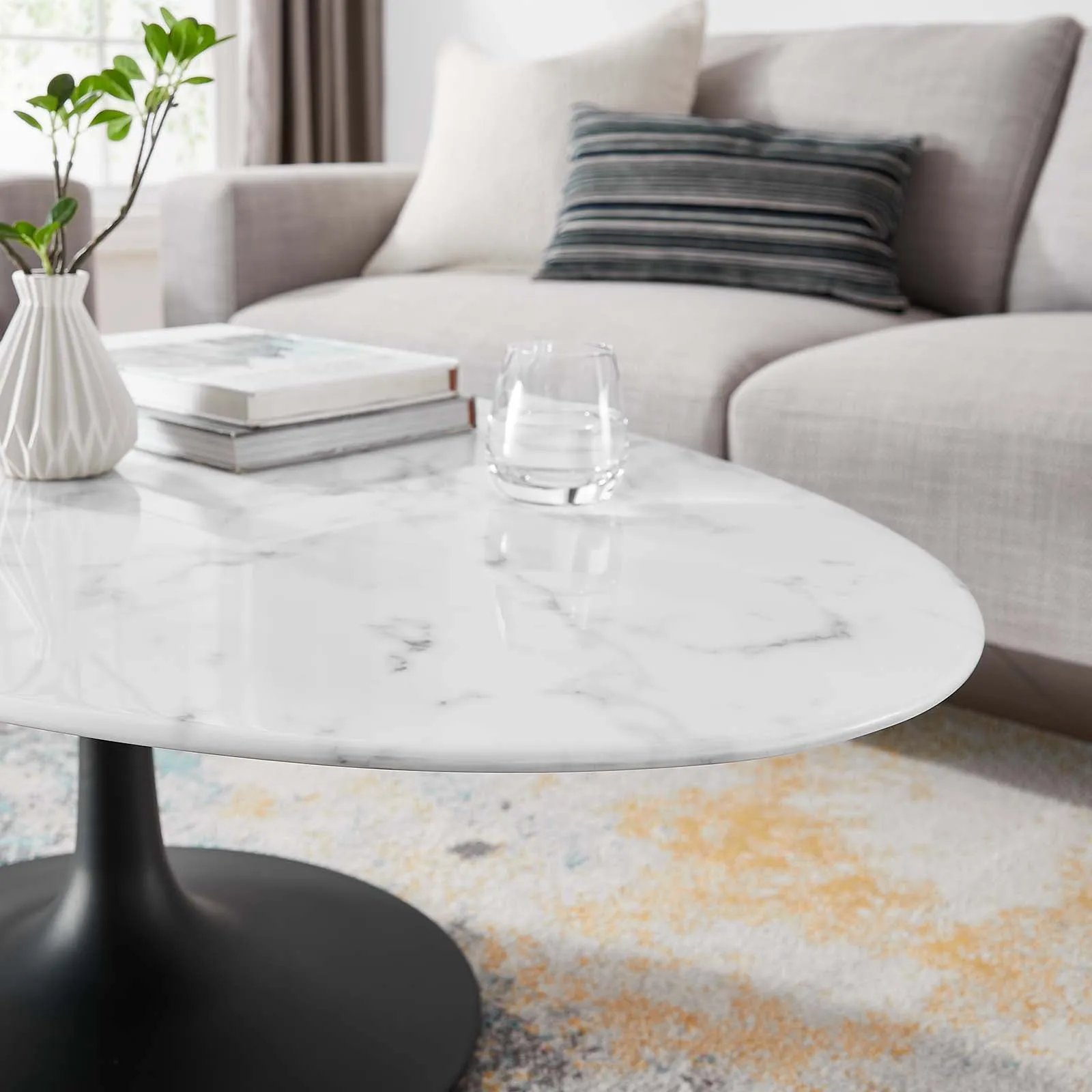 LIPPA OVAL FAUX MARBLE COFFEE TABLE