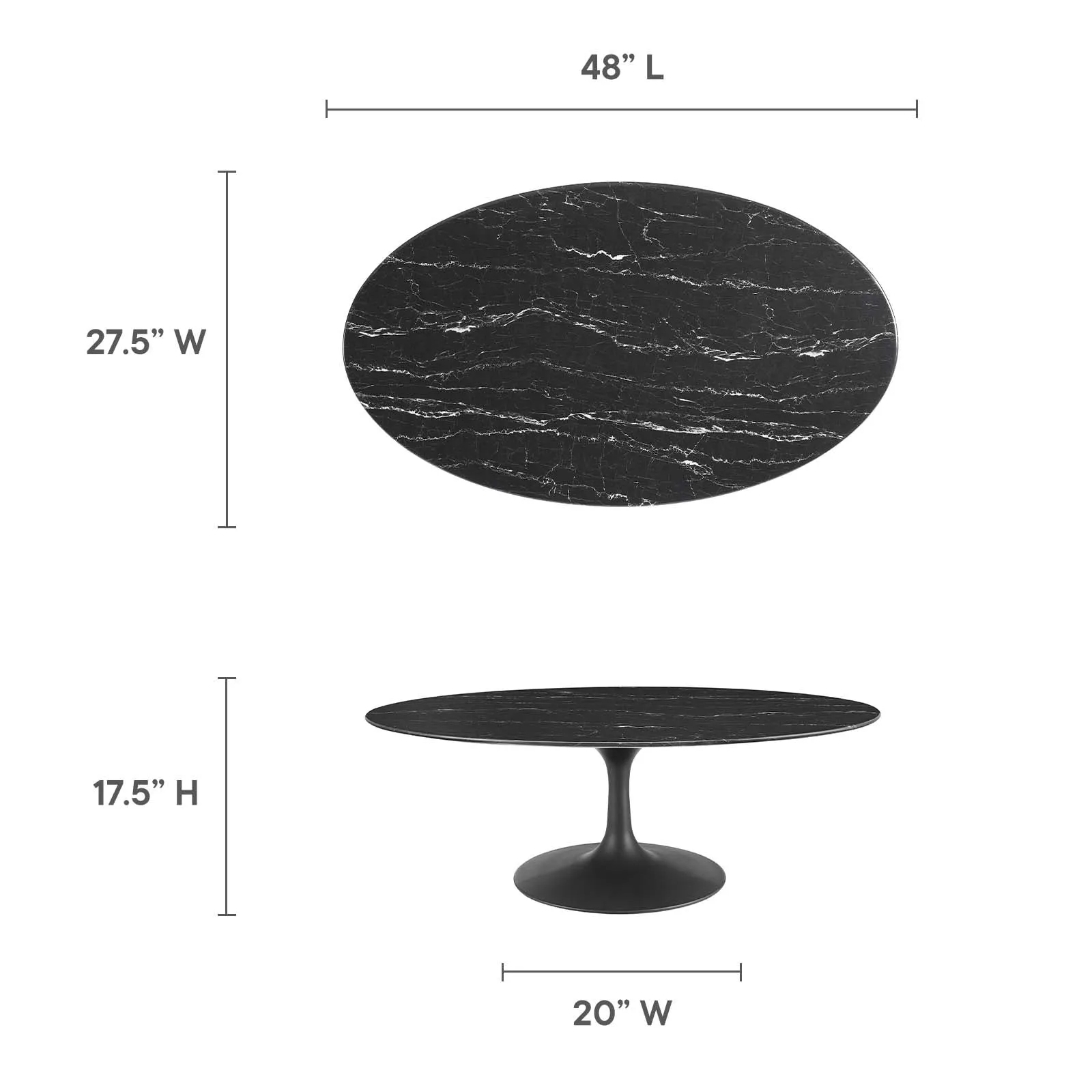LIPPA OVAL FAUX MARBLE COFFEE TABLE