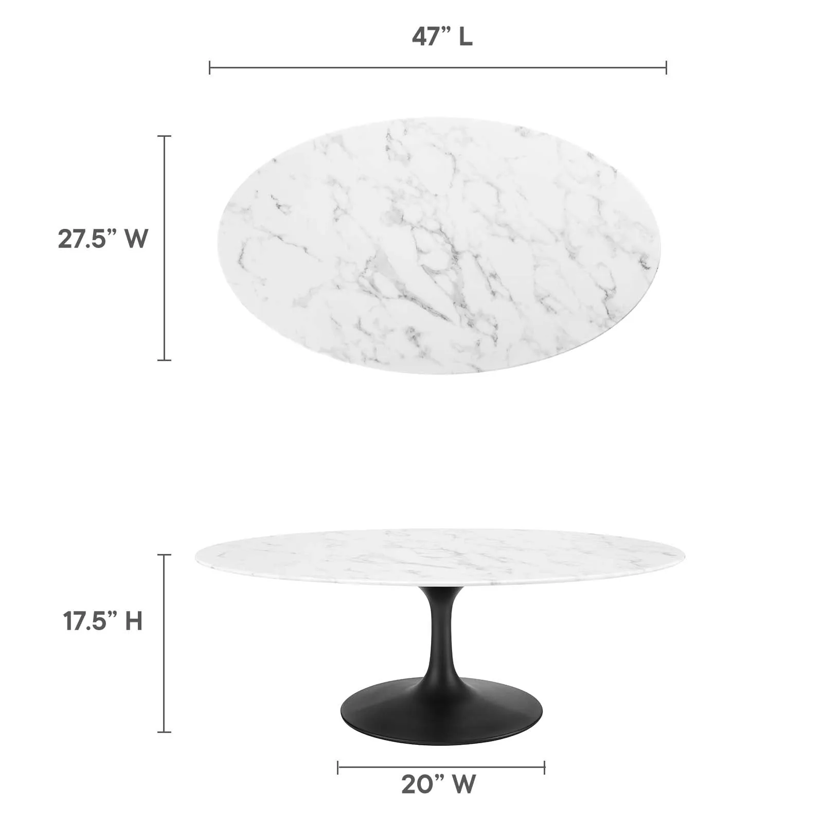 LIPPA OVAL FAUX MARBLE COFFEE TABLE
