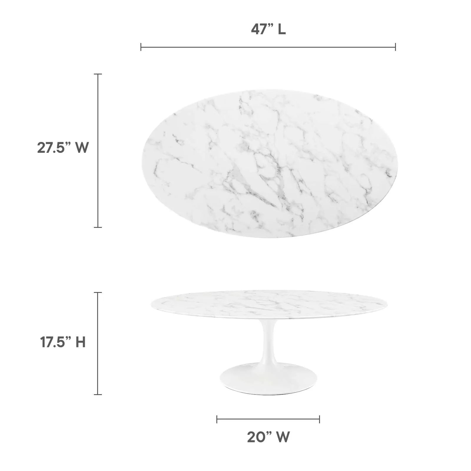 LIPPA OVAL FAUX MARBLE COFFEE TABLE