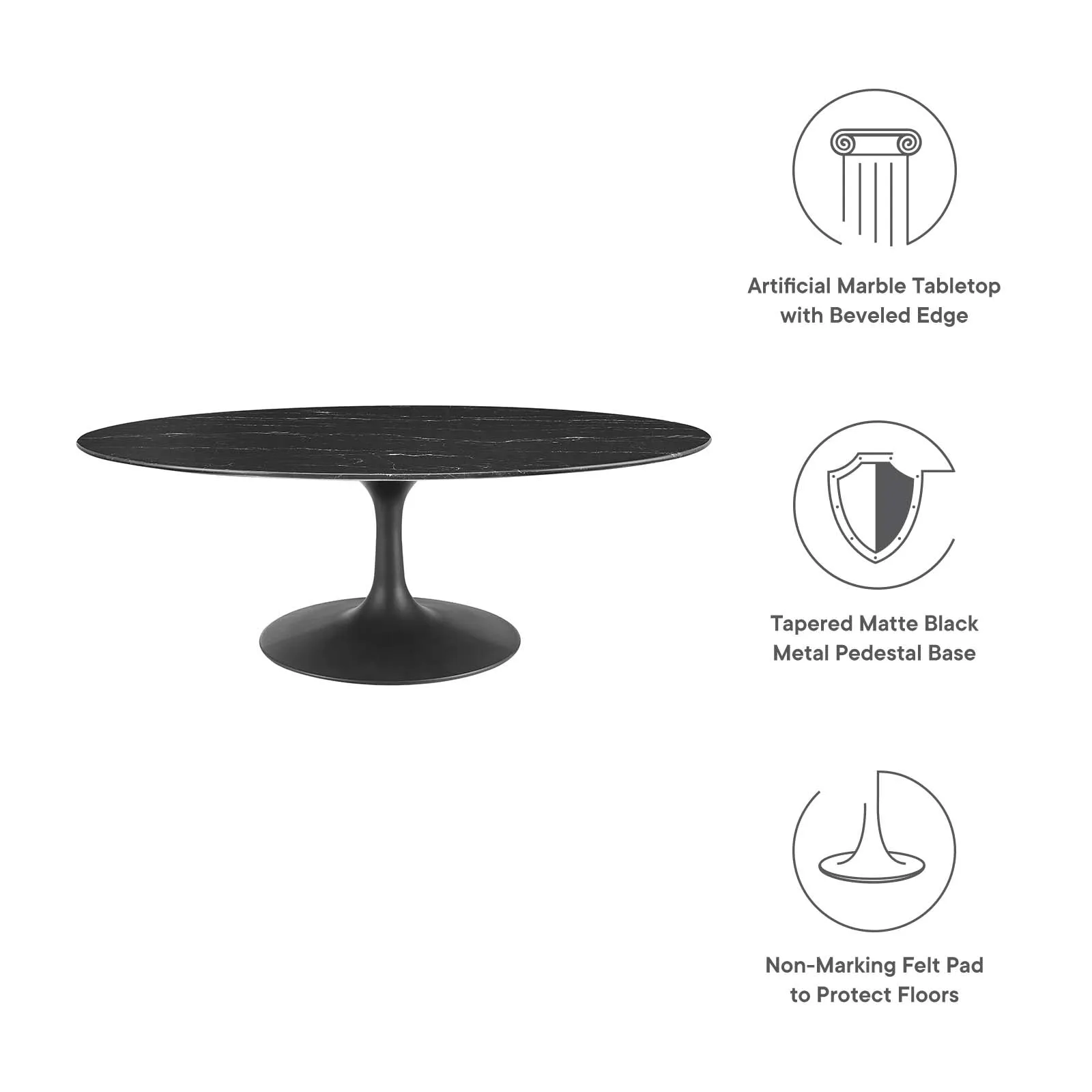 LIPPA OVAL FAUX MARBLE COFFEE TABLE