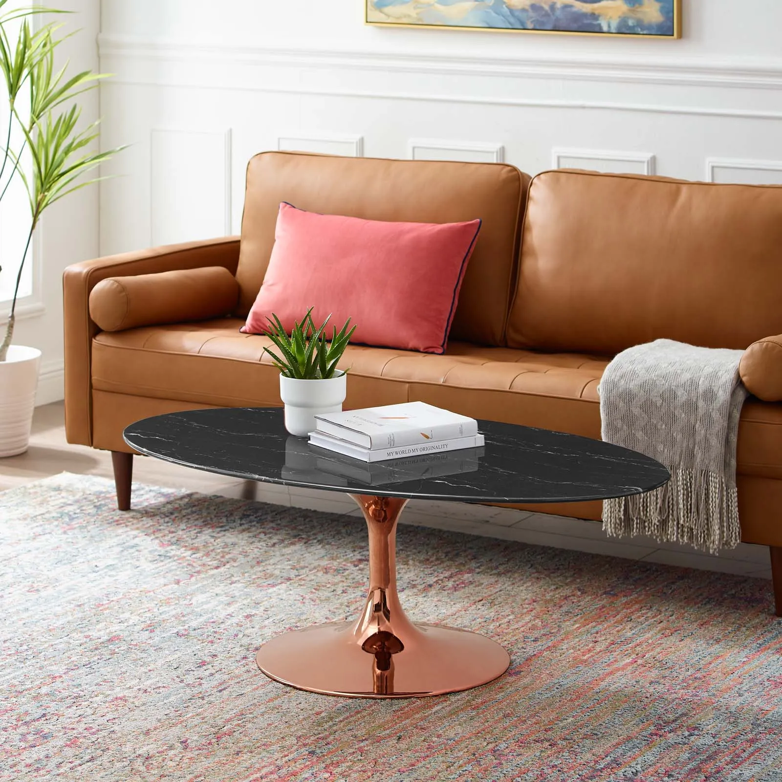 LIPPA OVAL FAUX MARBLE COFFEE TABLE