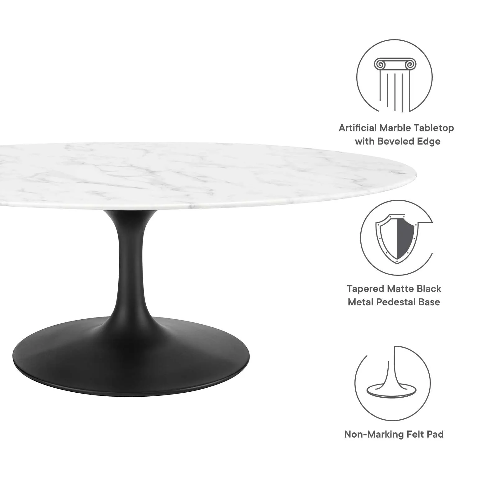 LIPPA OVAL FAUX MARBLE COFFEE TABLE
