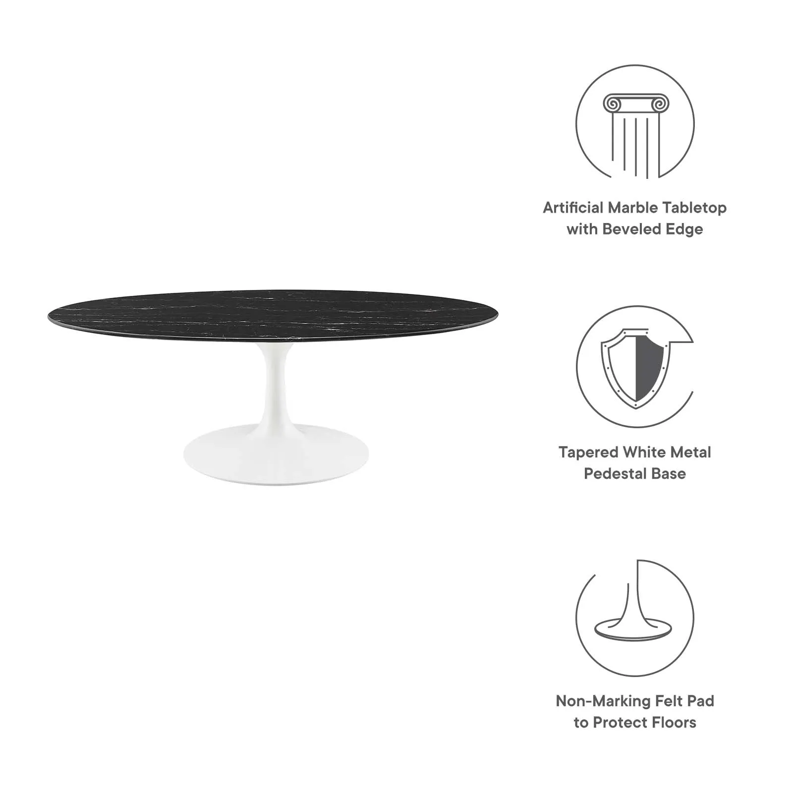 LIPPA OVAL FAUX MARBLE COFFEE TABLE