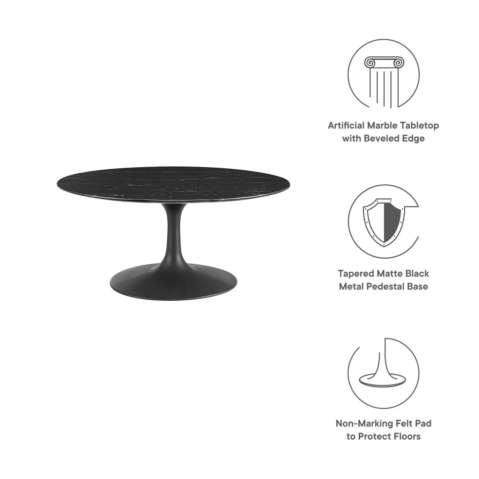 LIPPA ROUND FAUX MARBLE COFFEE TABLE