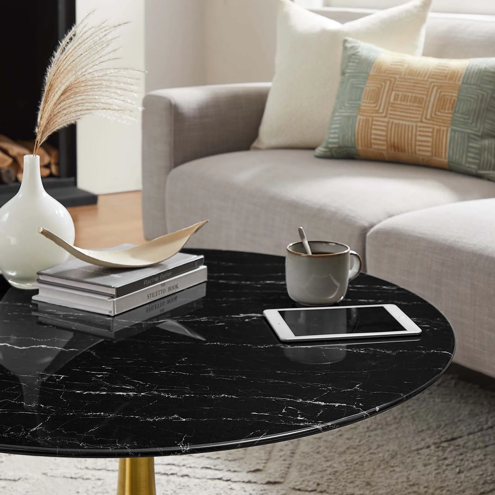 LIPPA ROUND FAUX MARBLE COFFEE TABLE
