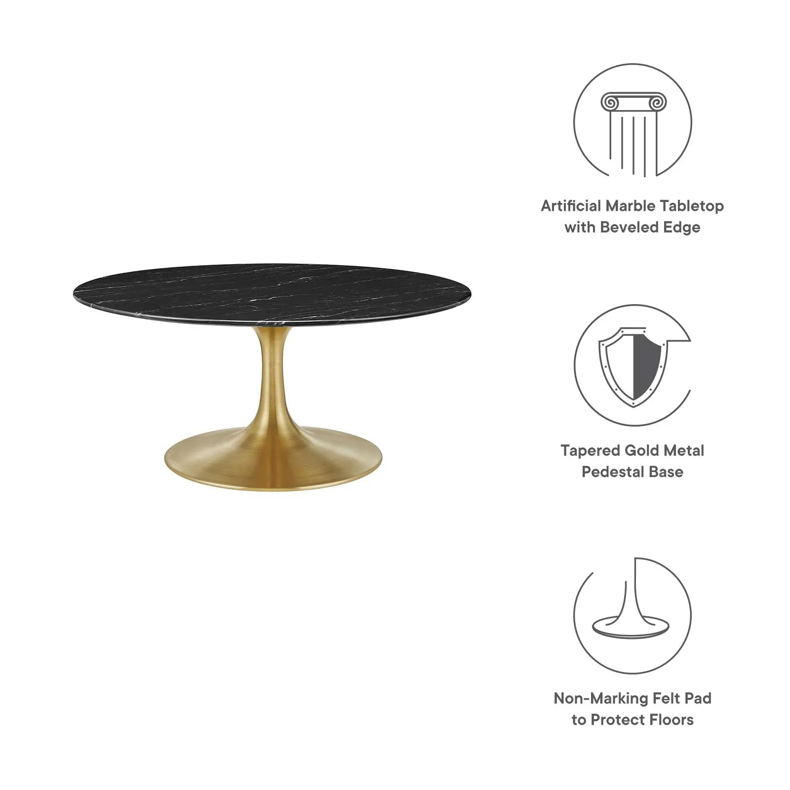 LIPPA ROUND FAUX MARBLE COFFEE TABLE
