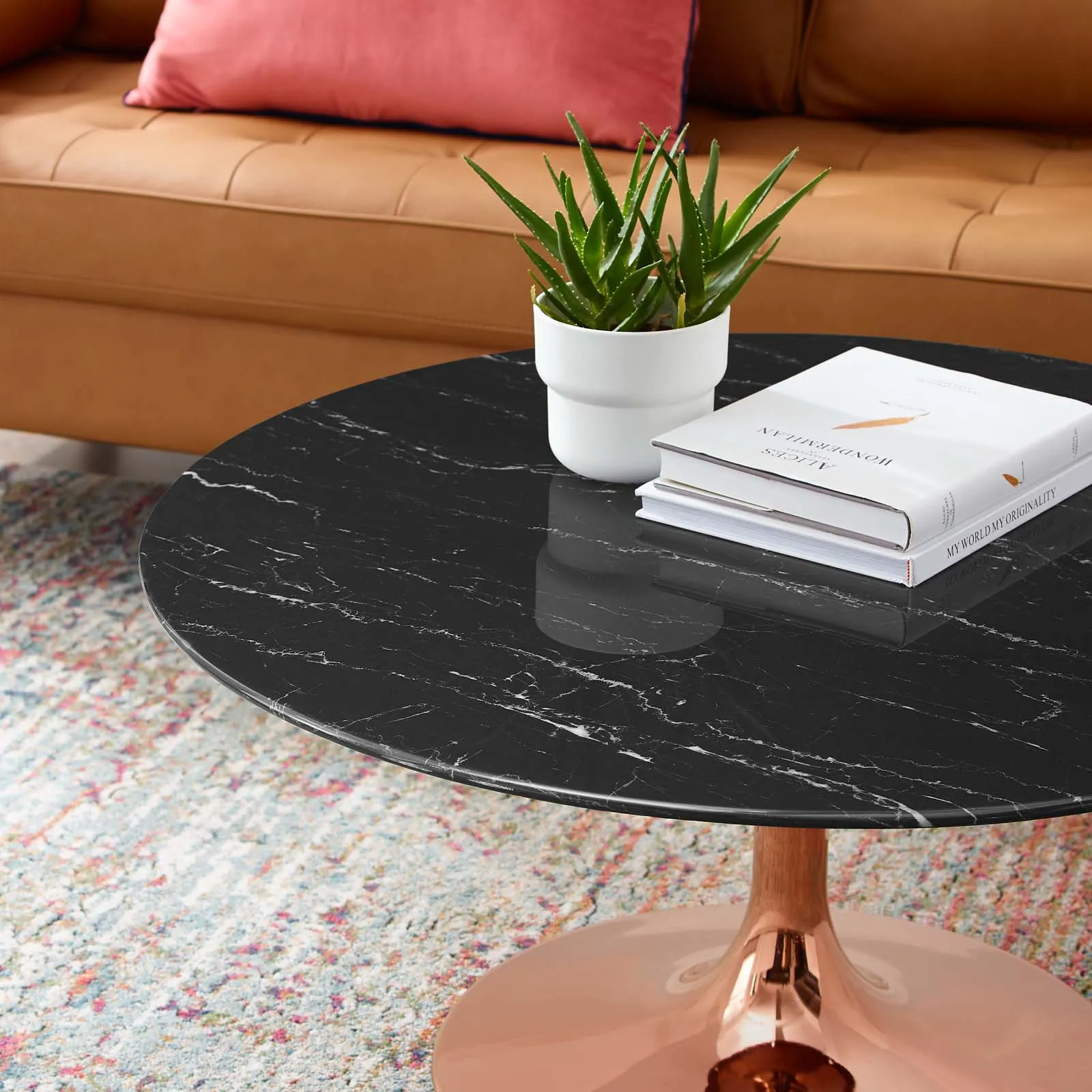 LIPPA ROUND FAUX MARBLE COFFEE TABLE