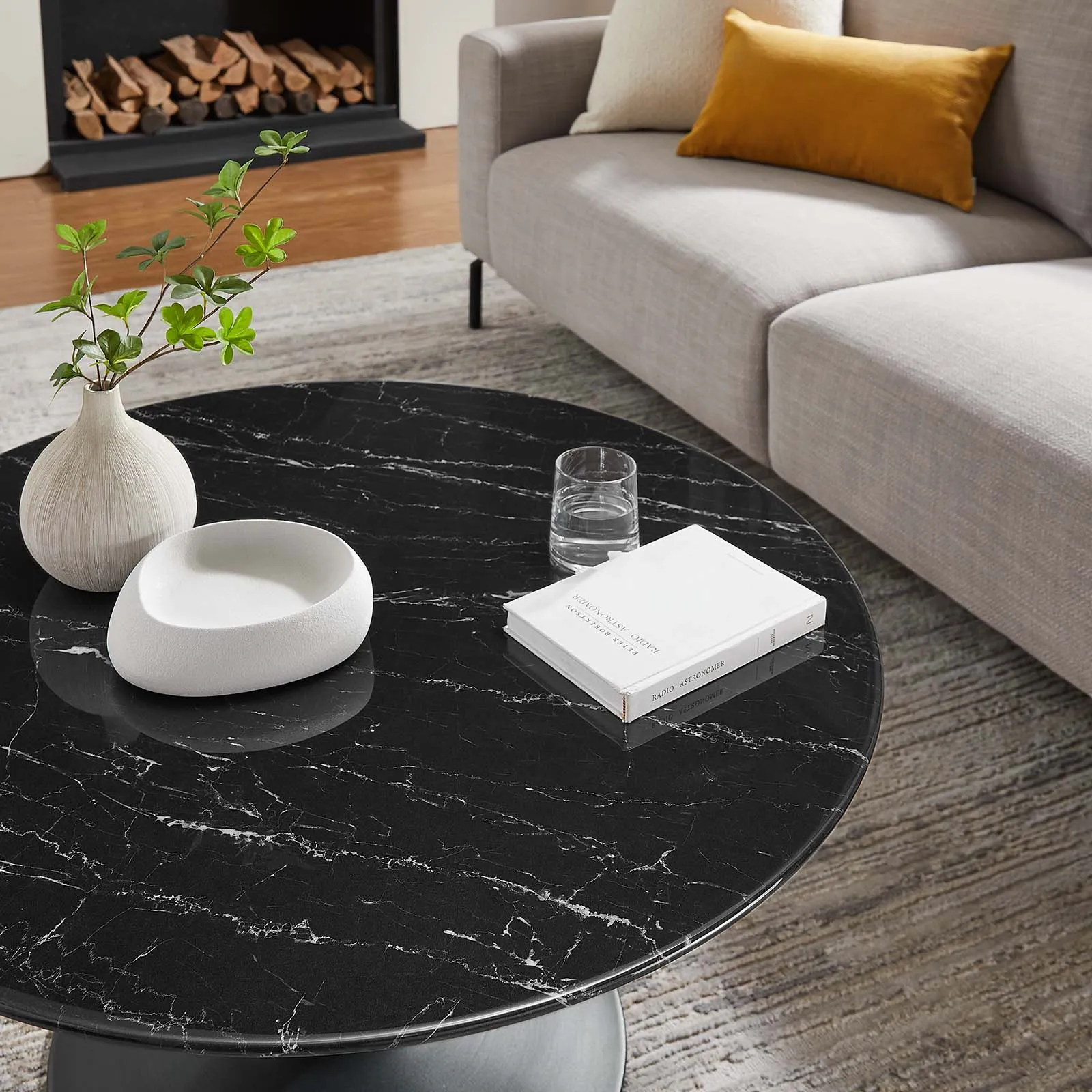 LIPPA ROUND FAUX MARBLE COFFEE TABLE
