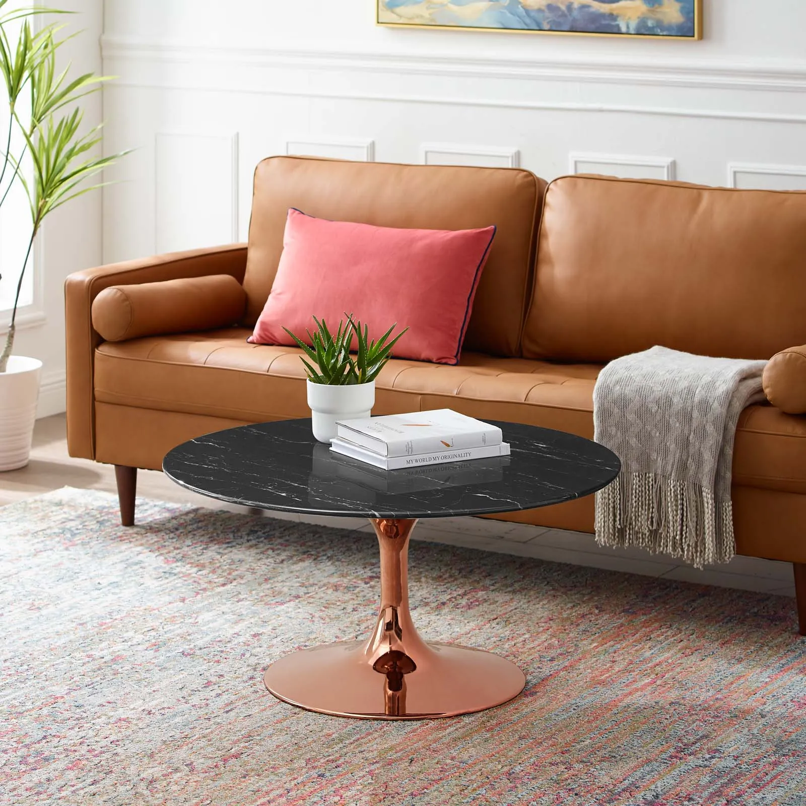 LIPPA ROUND FAUX MARBLE COFFEE TABLE