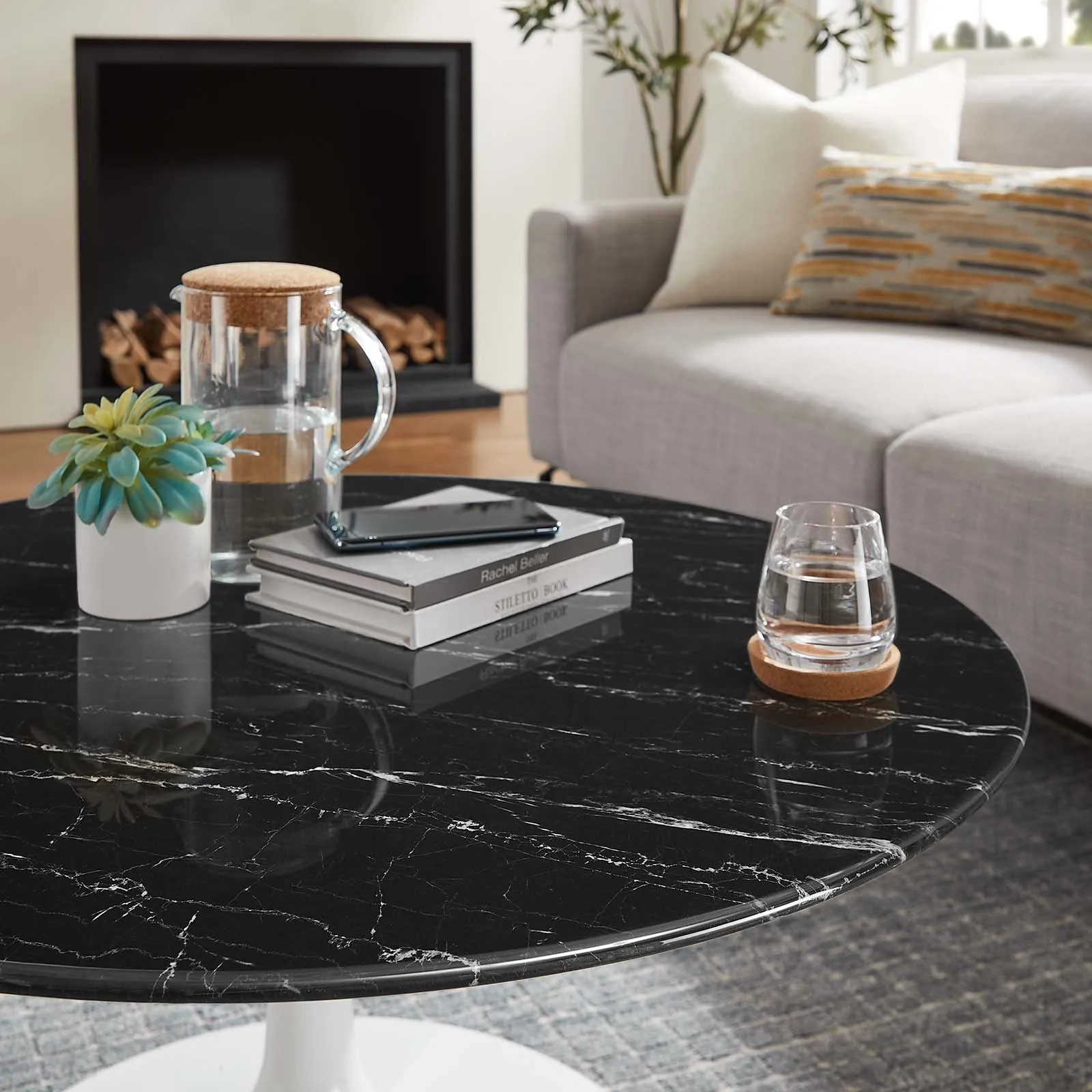 LIPPA ROUND FAUX MARBLE COFFEE TABLE
