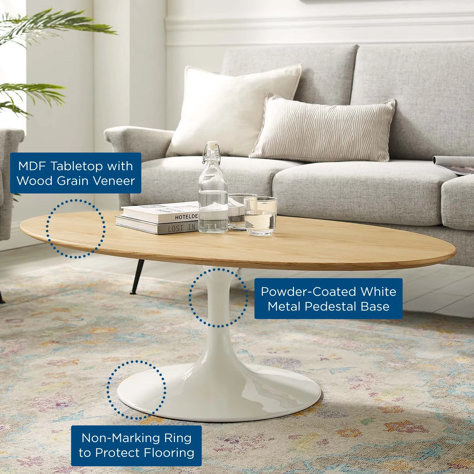 LIPPA WOOD OVAL COFFEE TABLE