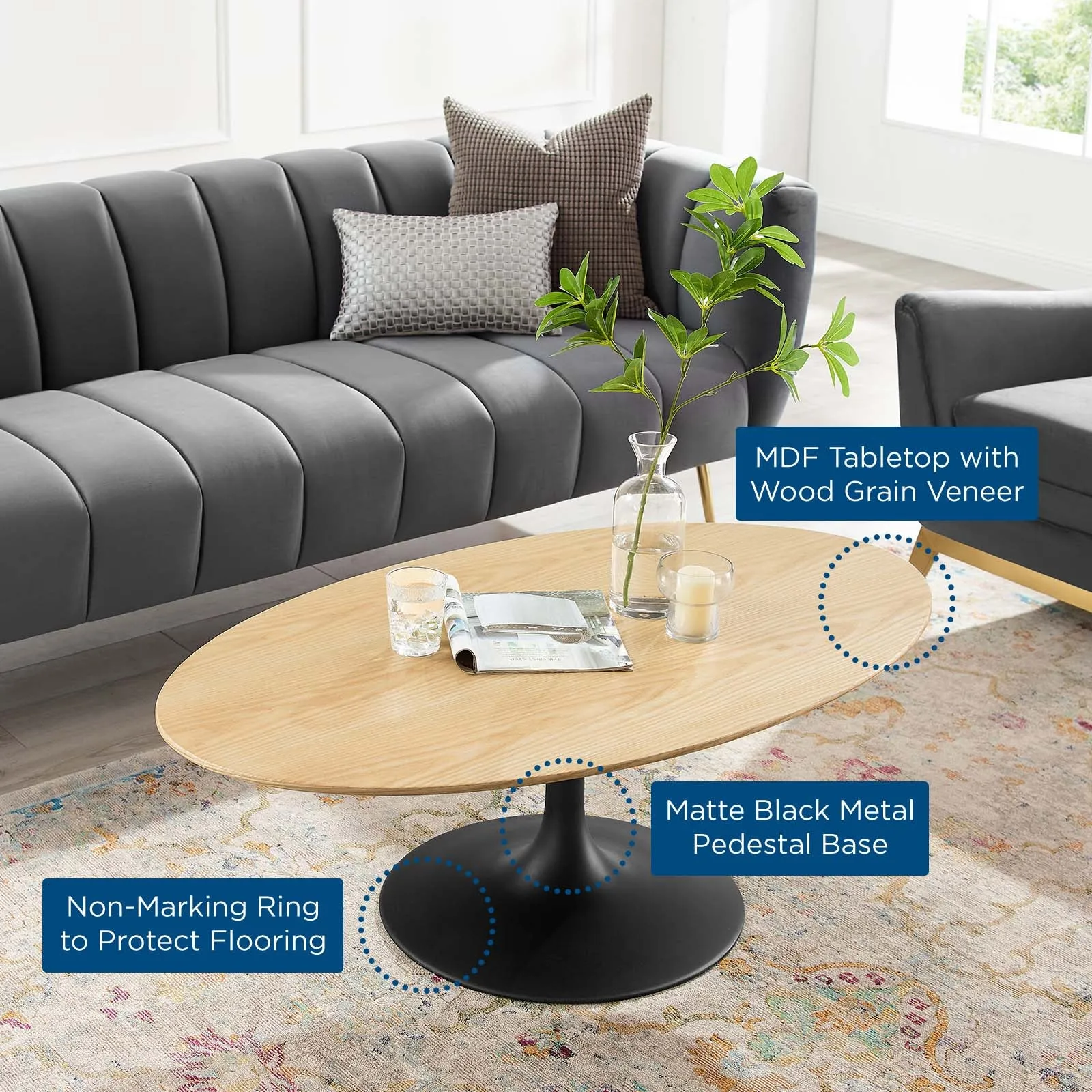 LIPPA WOOD OVAL COFFEE TABLE